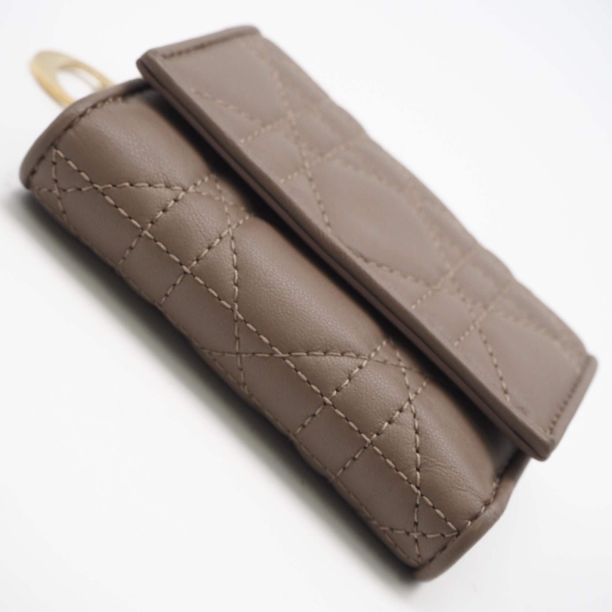 Christian Dior Lady Dior Beige Leather Wallet (Tri-Fold) (Pre-Owned)