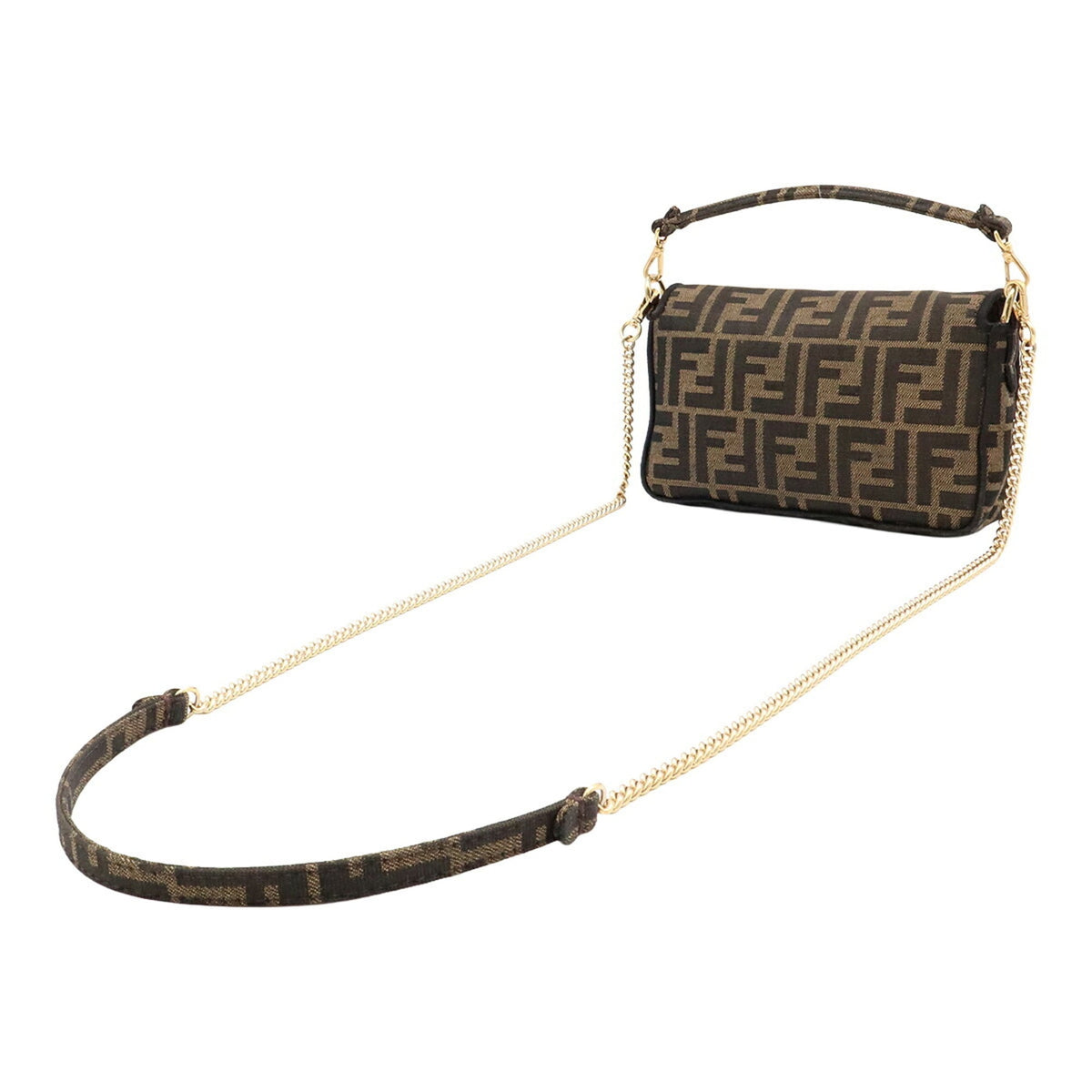 Fendi Black Khaki Brown Leather Handbag Shoulder Bag (Pre-Owned)
