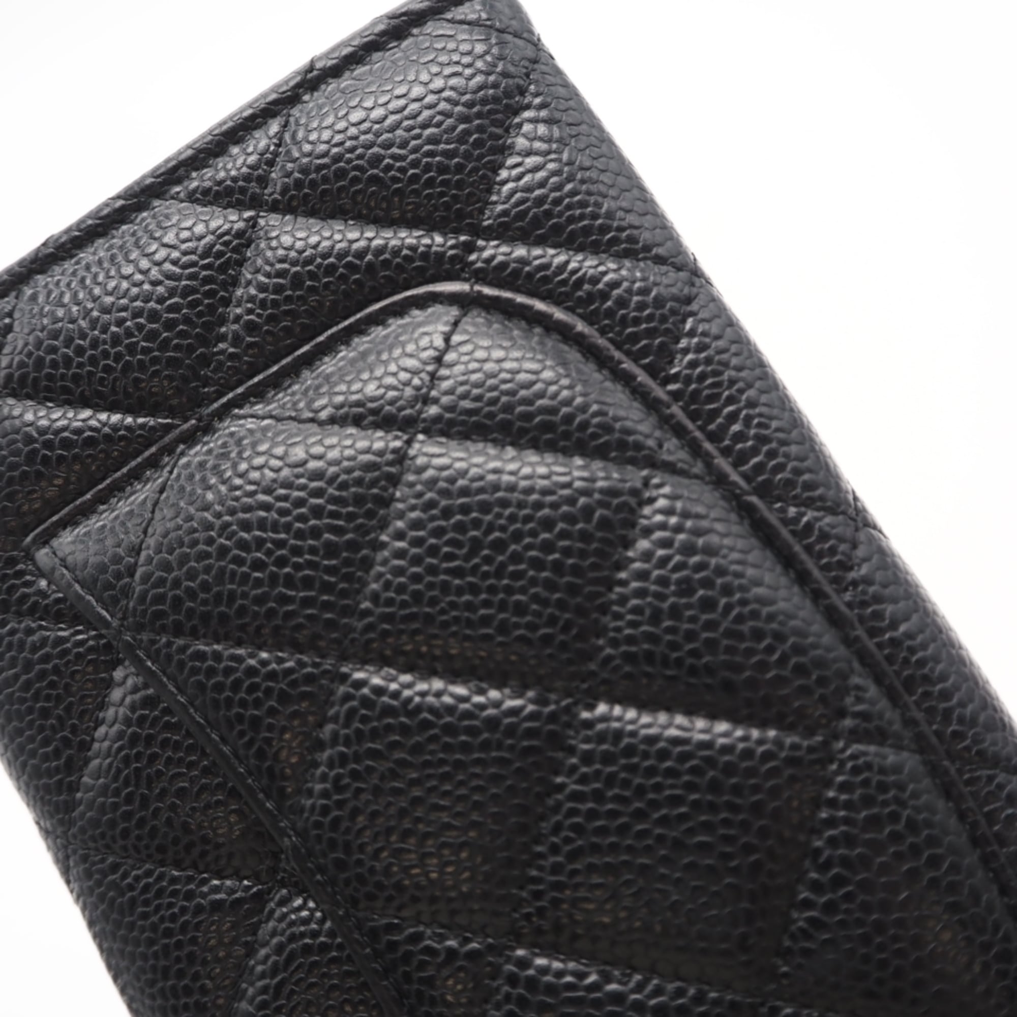Chanel Black Grained Calfskin Long Wallet (Bi-Fold) (Pre-Owned)