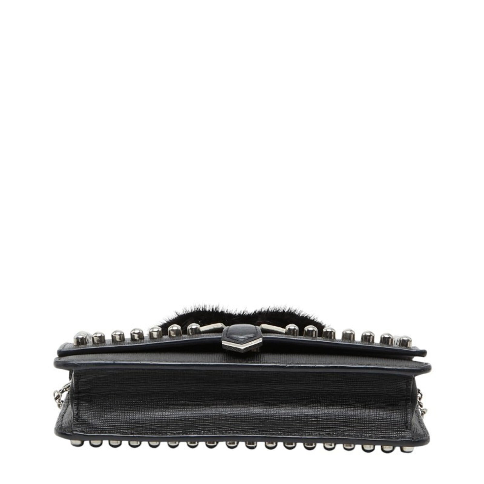 Fendi Black Multi-Color Leather Fur Shoulder Bag (Pre-Owned)