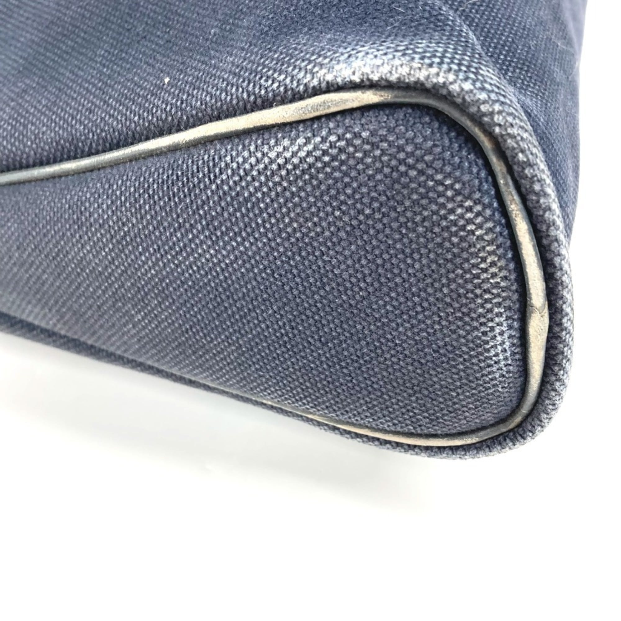 Hermes Black Navy Canvas Leather Boston Bag Handbag Tote Bag (Pre-Owned)