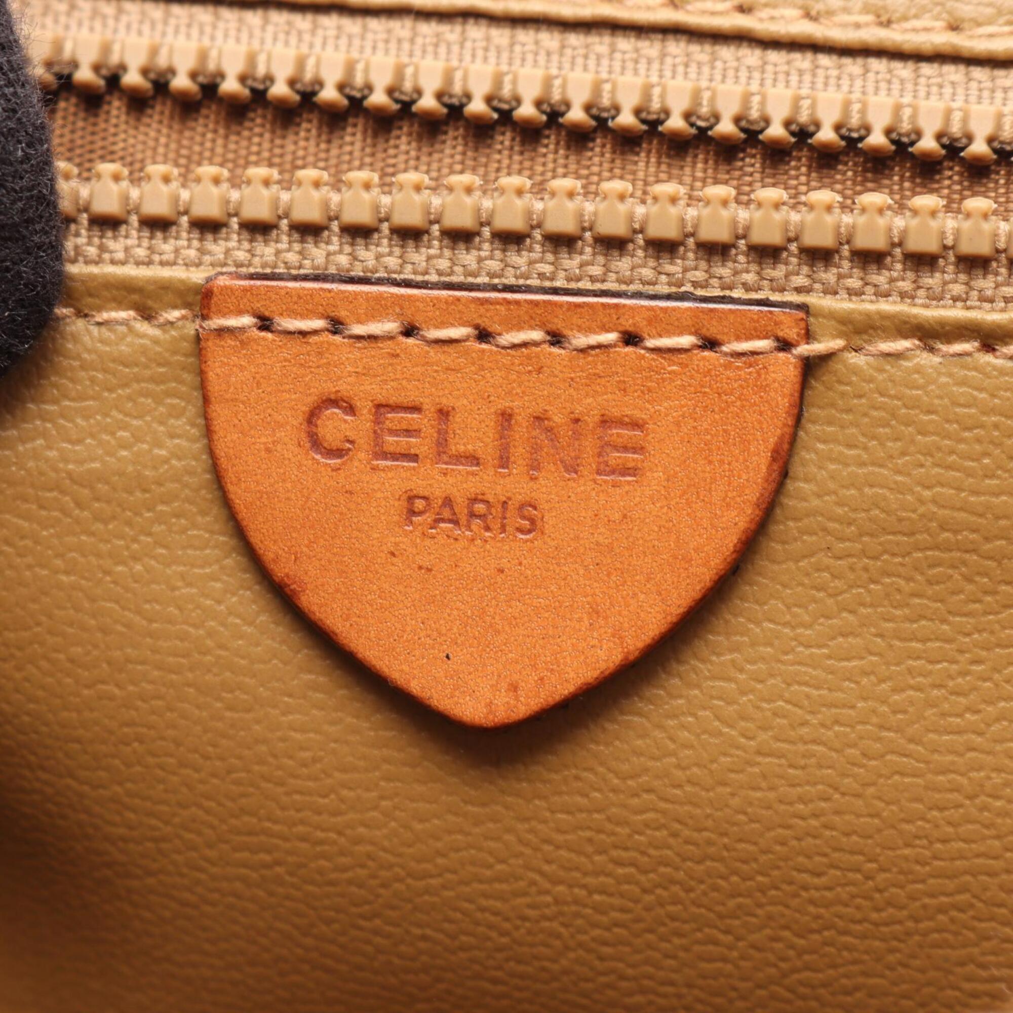 Celine Beige Brown Coated Canvas Leather Handbag (Pre-Owned)