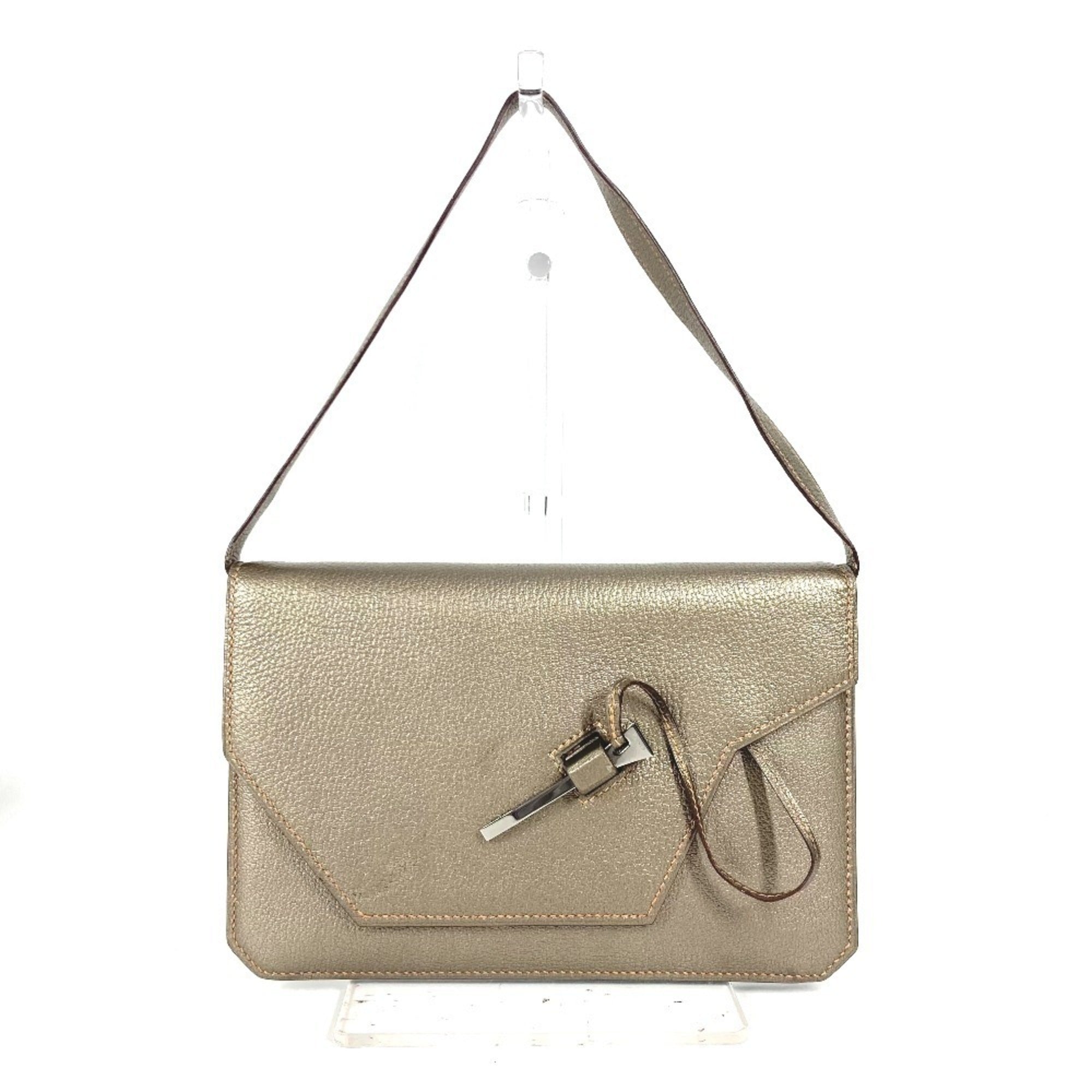 Hermes Gold Chevre Leather Handbag Pouch Shoulder Bag (Pre-Owned)
