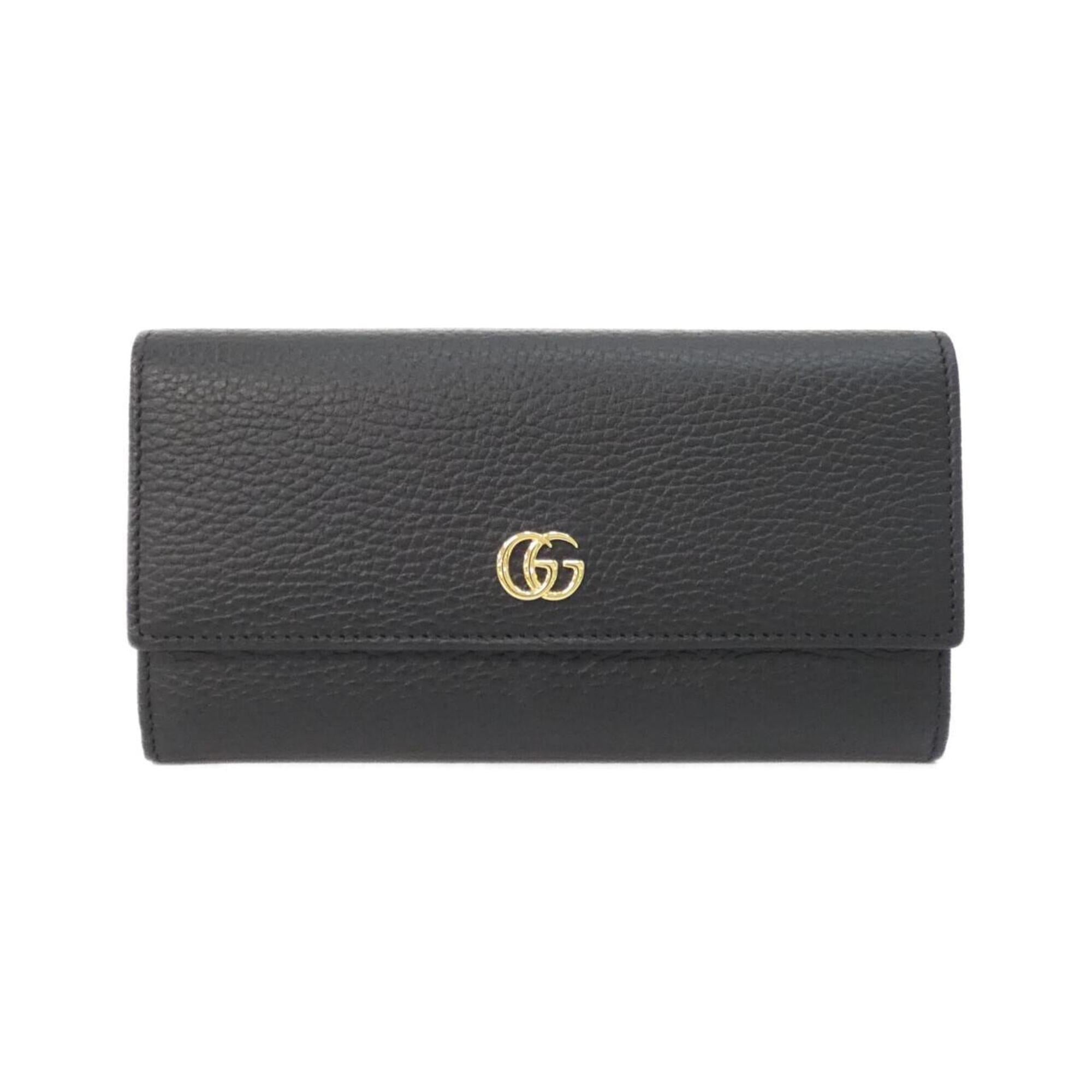 Gucci Black Red Color Leather Long Wallet (Bi-Fold) (Pre-Owned)