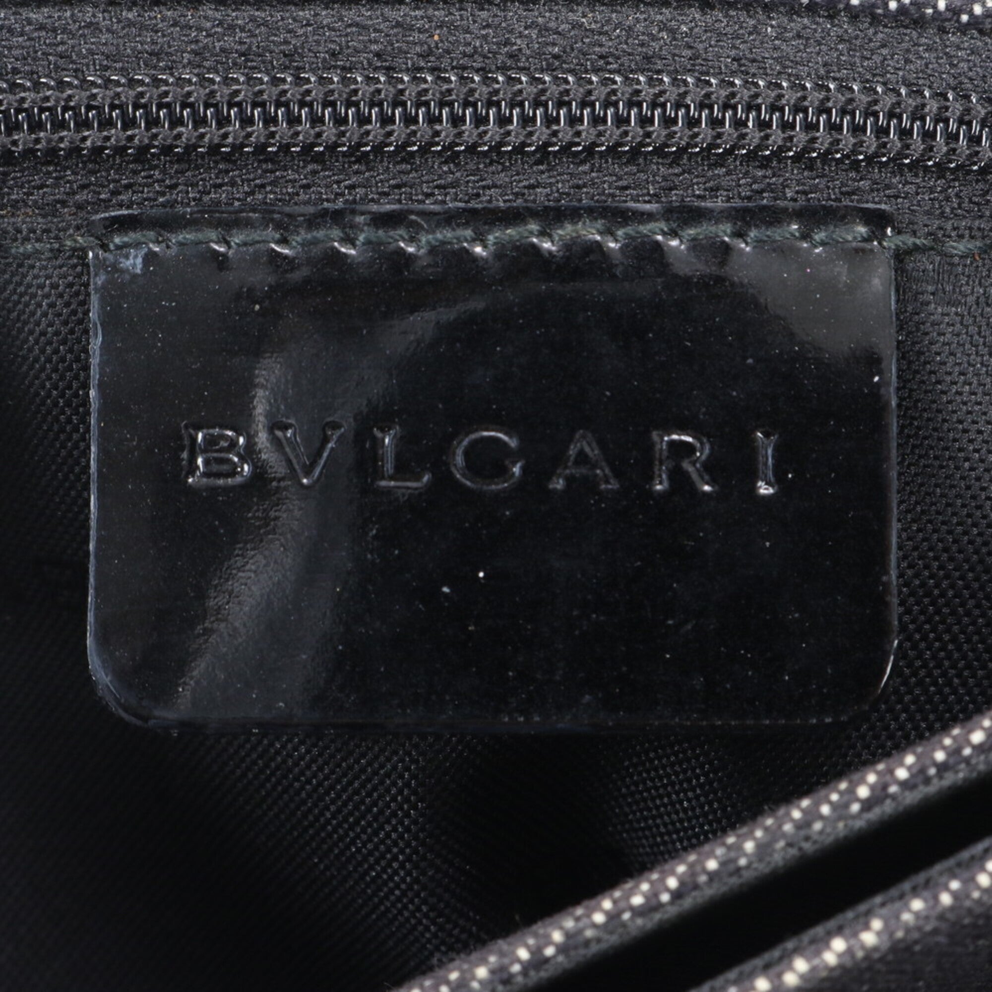 Bvlgari Black Gray Leather Canvas Handbag Shoulder Bag Tote Bag (Pre-Owned)