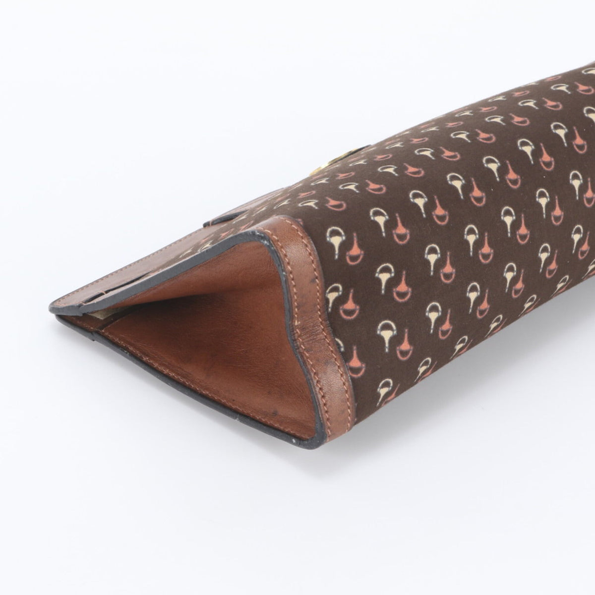 Gucci Black Brown Leather Canvas Clutch Bag Handbag Pouch Tote Bag (Pre-Owned)