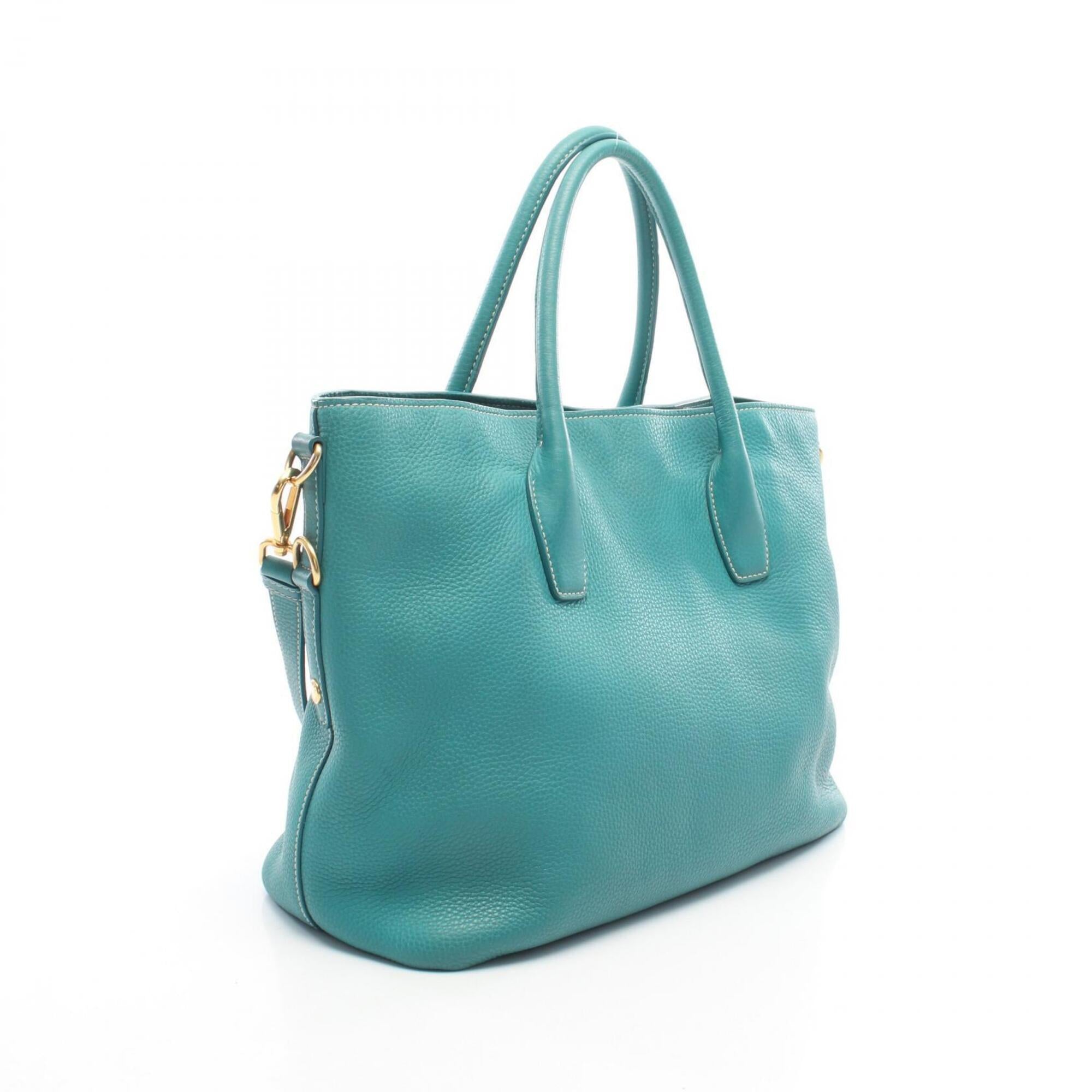 Prada Green Leather Handbag Tote Bag (Pre-Owned)