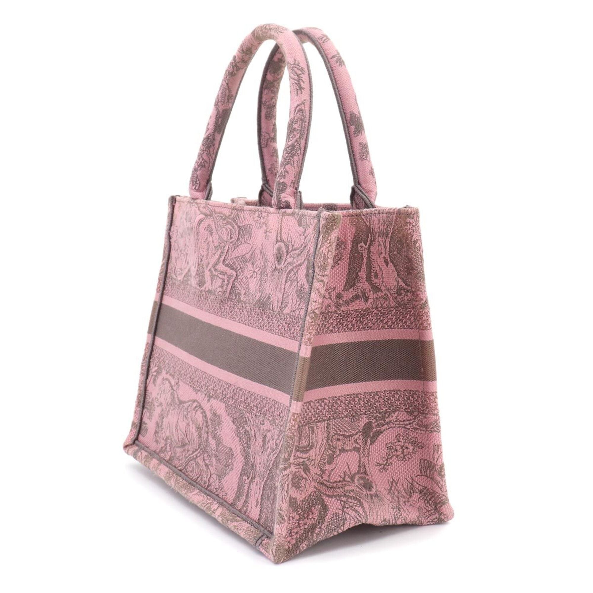 Christian Dior Gray Pink Canvas Handbag Tote Bag (Pre-Owned)