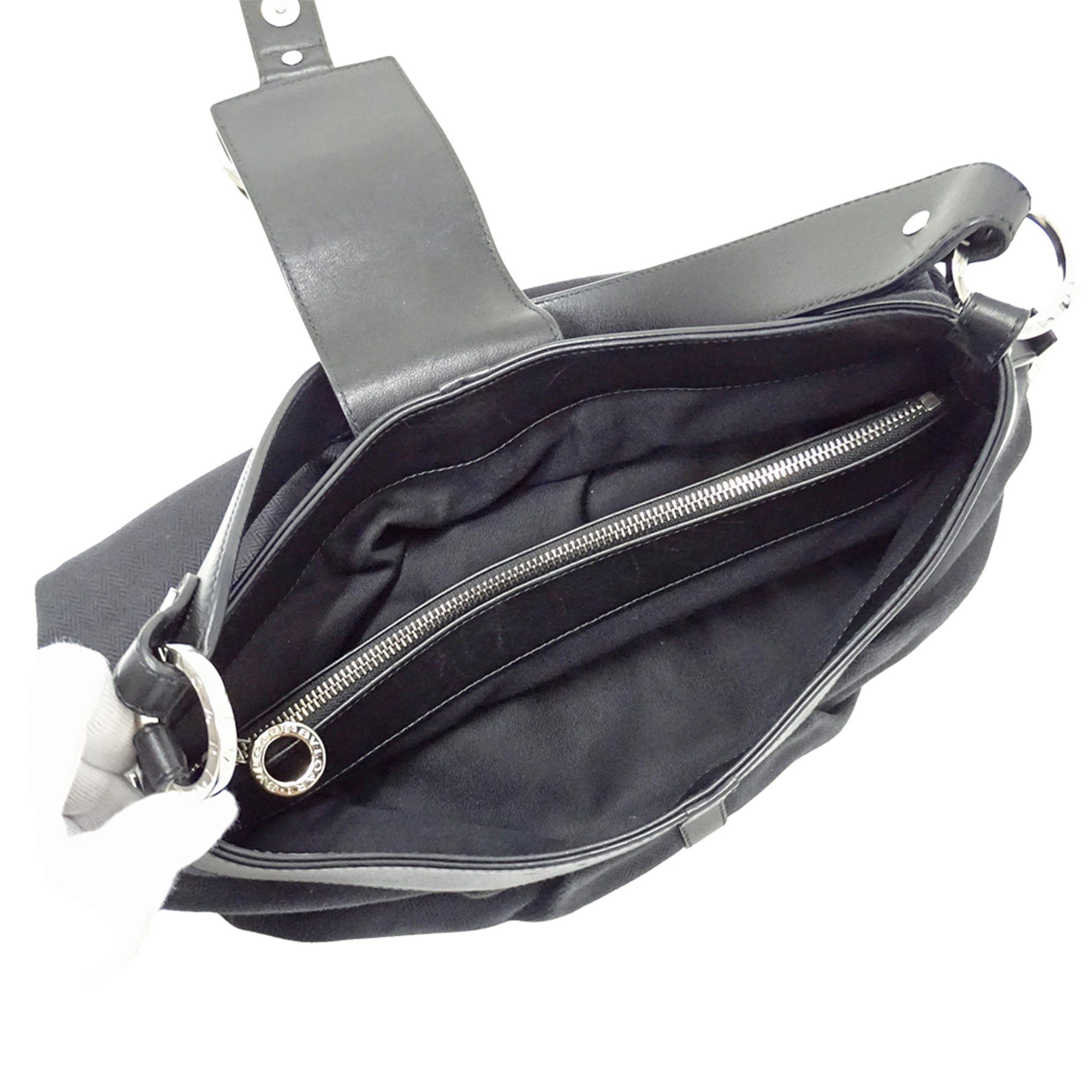 Bvlgari Black Canvas Handbag Shoulder Bag (Pre-Owned)