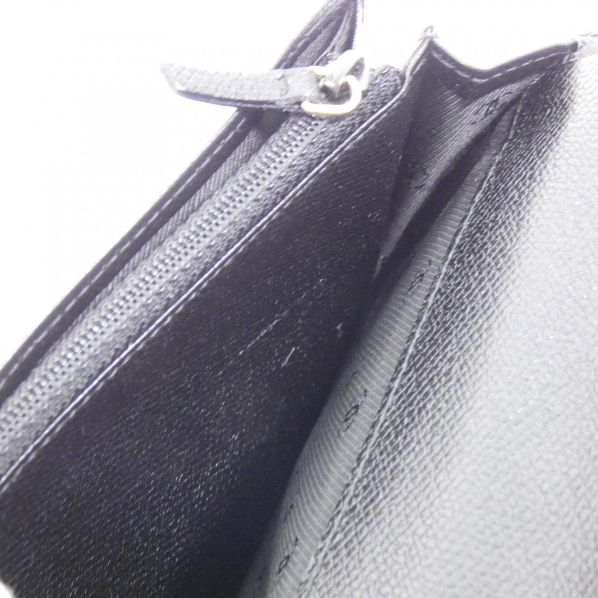 Chanel Black Leather Long Wallet (Bi-Fold) (Pre-Owned)