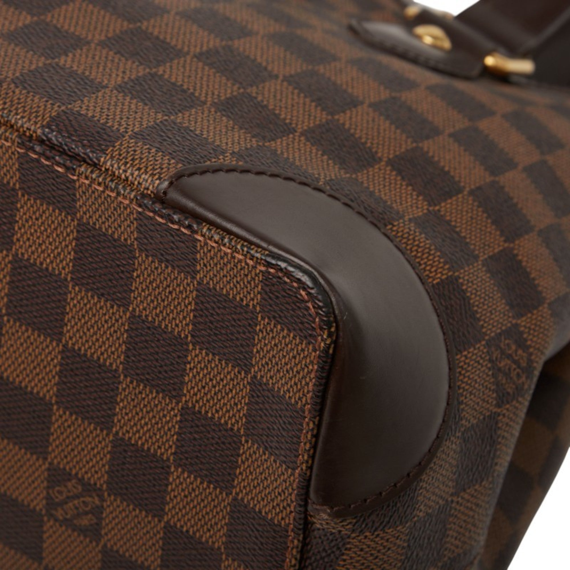 Louis Vuitton Damier Brown Damier Canvas Ebene Leather Handbag Tote Bag (Pre-Owned)