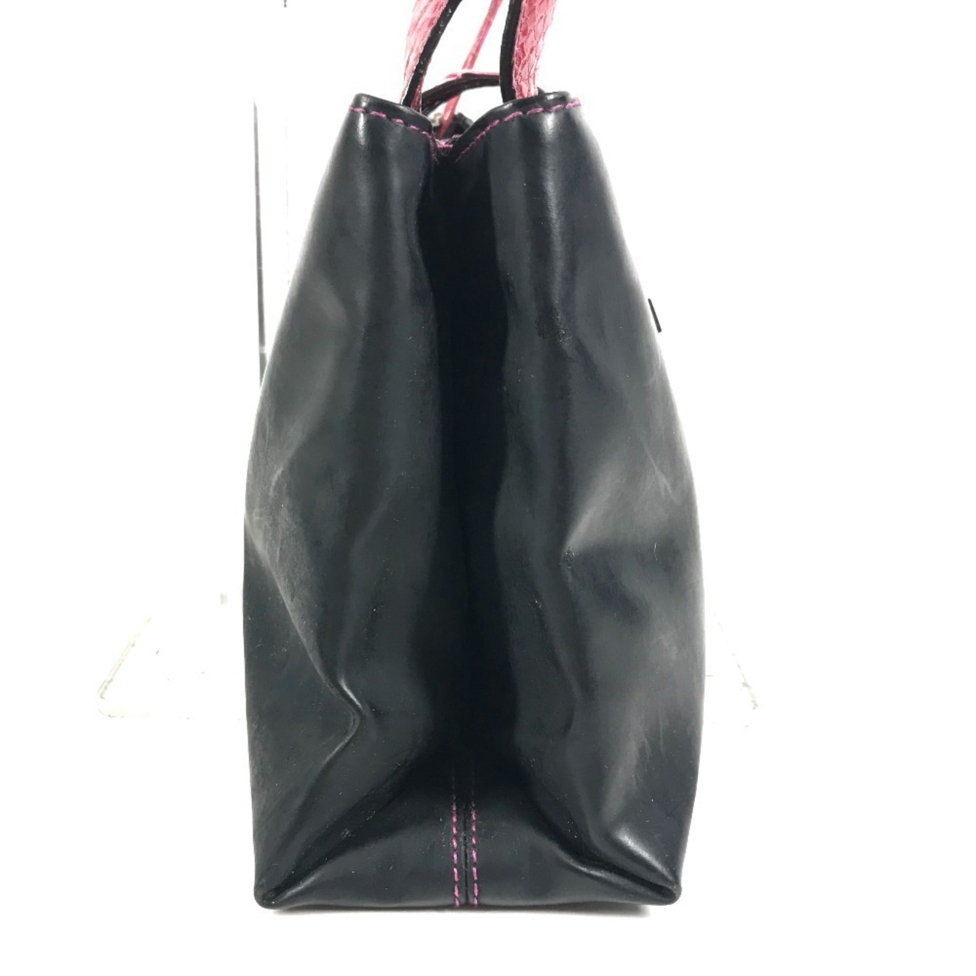 Bvlgari Black Pink Rubber Leather Handbag Shoulder Bag (Pre-Owned)