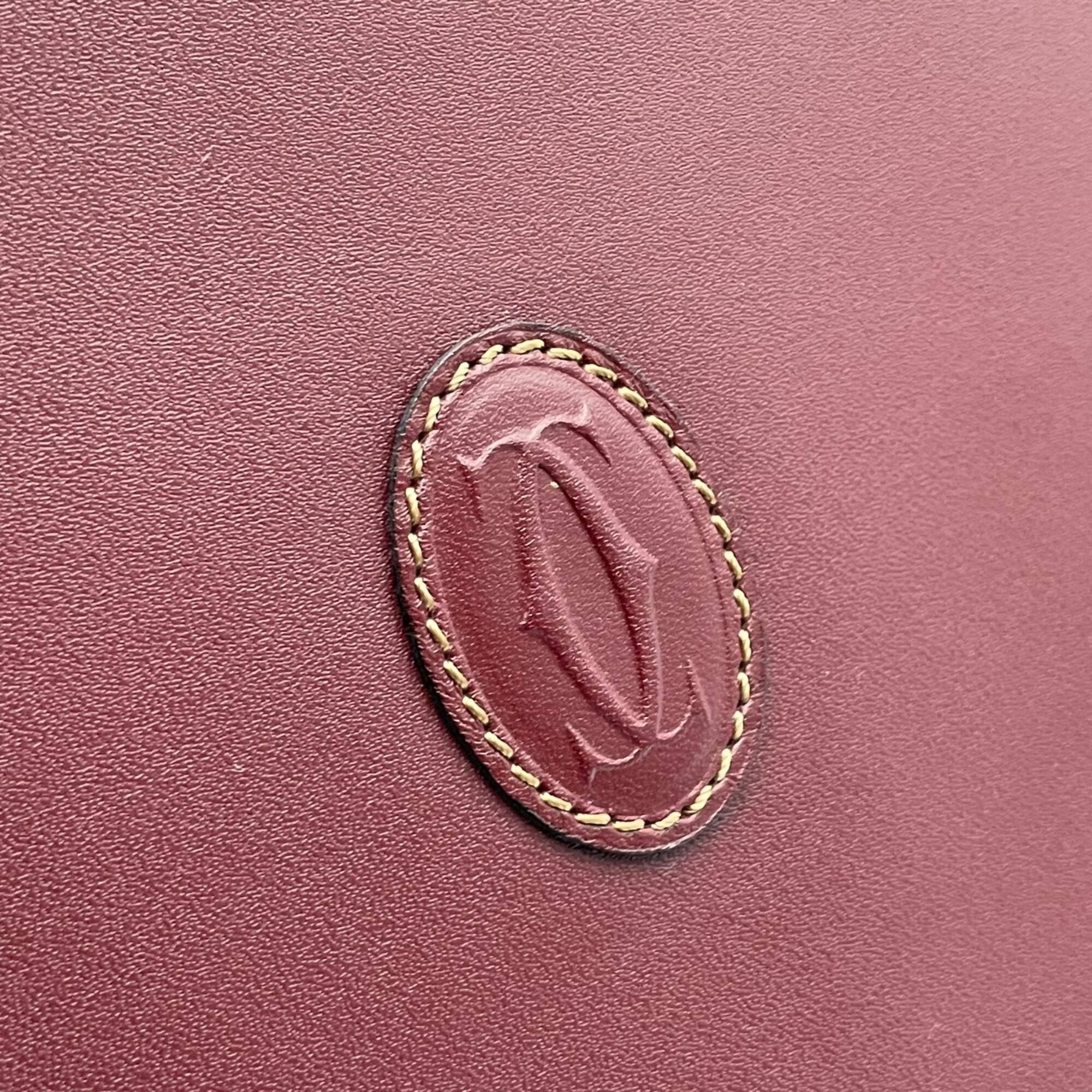 Cartier Bordeaux Leather Clutch Bag Handbag (Pre-Owned)
