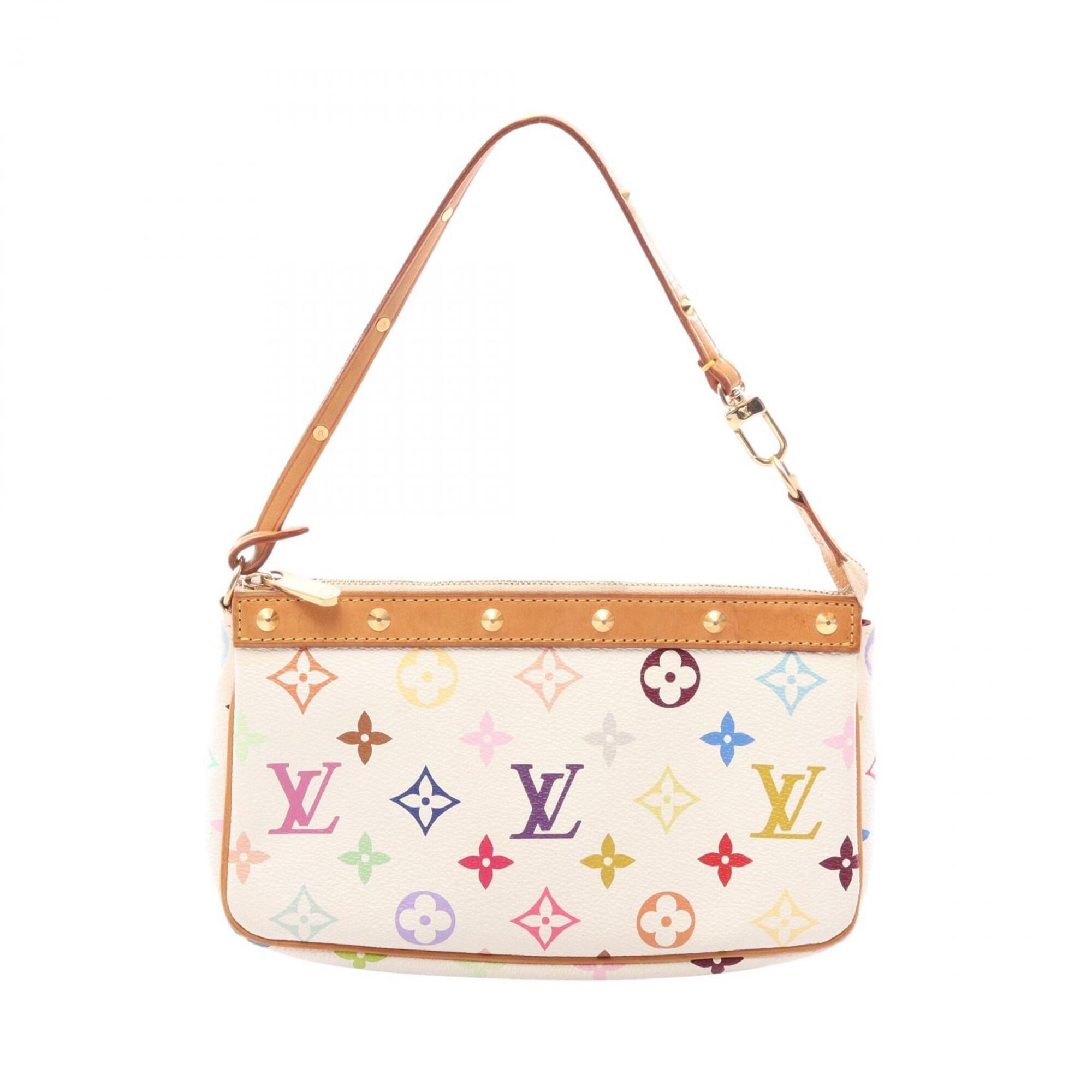 Louis Vuitton Blanc White Coated Canvas Monogram Multicolore Leather Handbag (Pre-Owned)