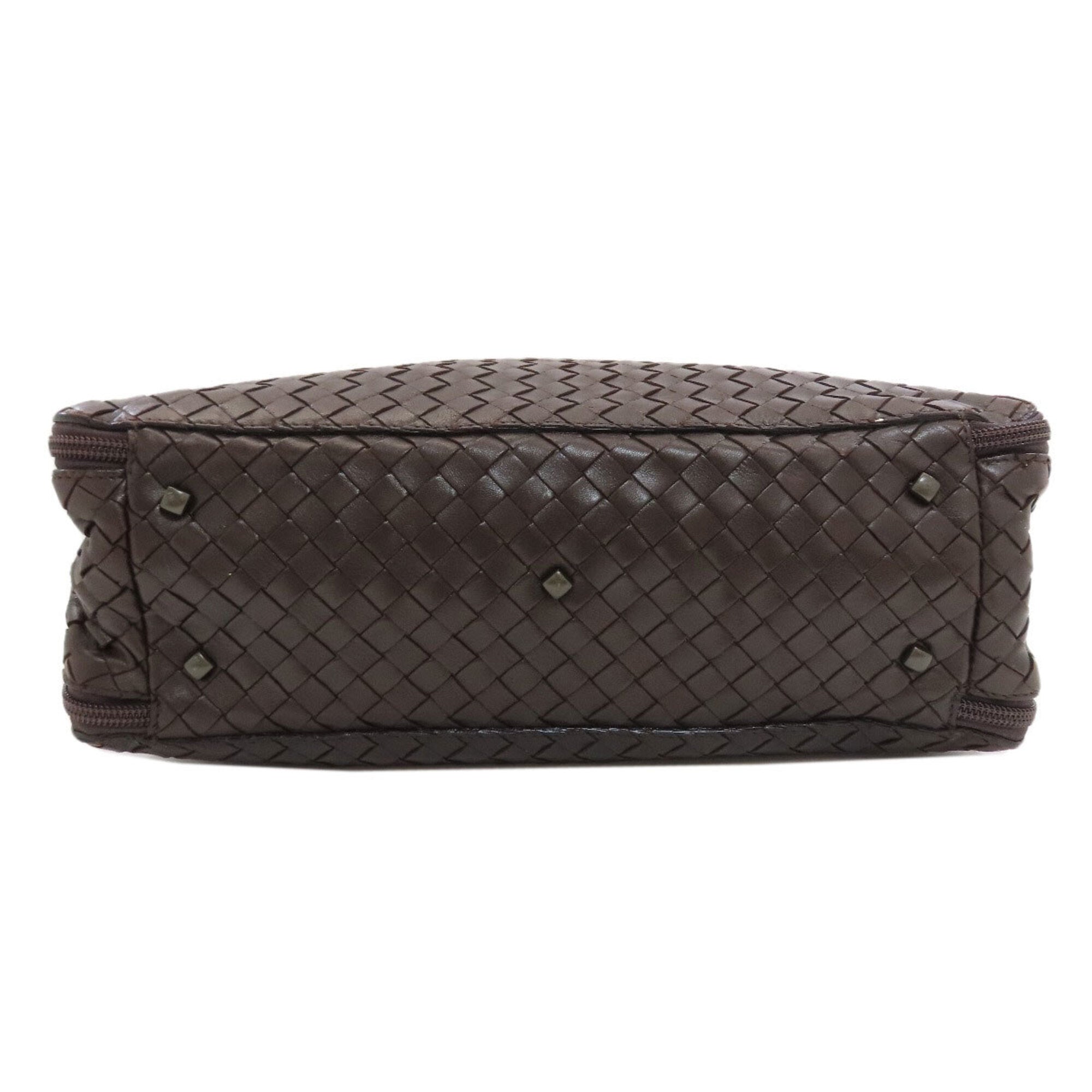 Bottega Veneta Intrecciato Dark Brown Leather Handbag (Pre-Owned)