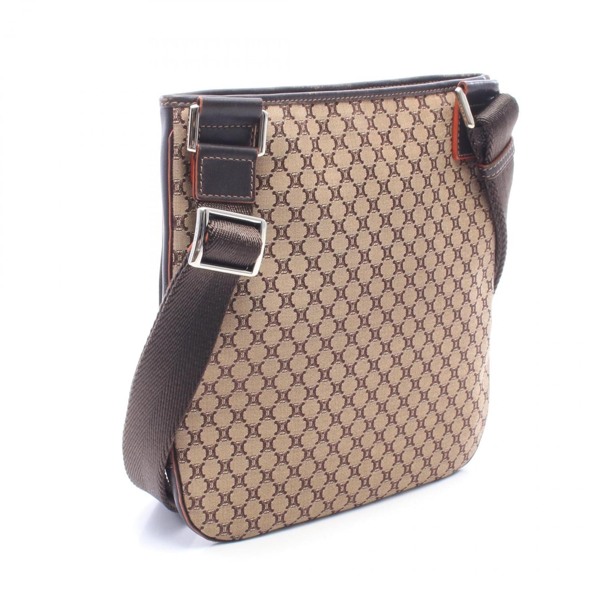 Celine Brown Canvas Leather Shoulder Bag (Pre-Owned)