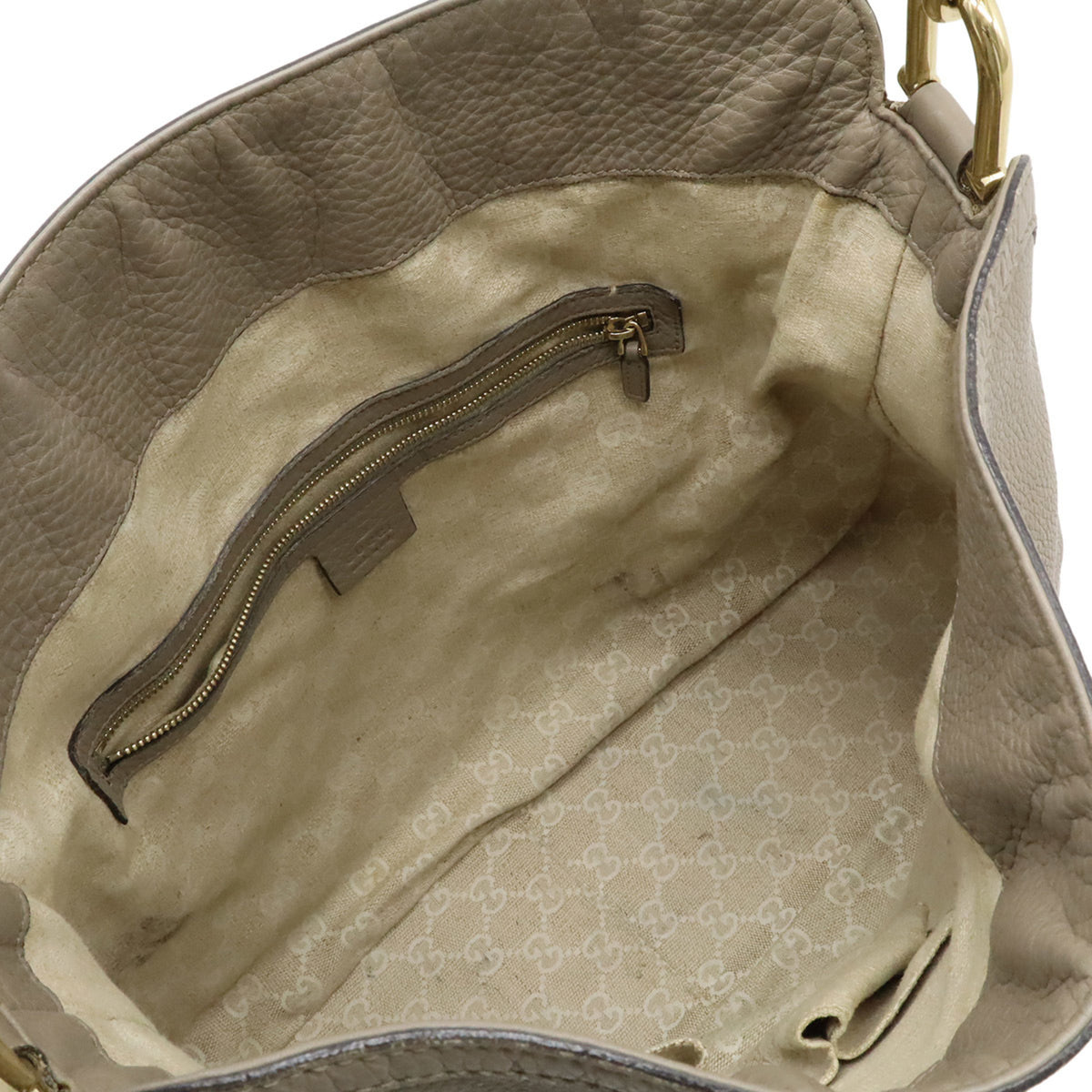 Gucci Bamboo Grayish Bamboo Leather Handbag Shoulder Bag (Pre-Owned)