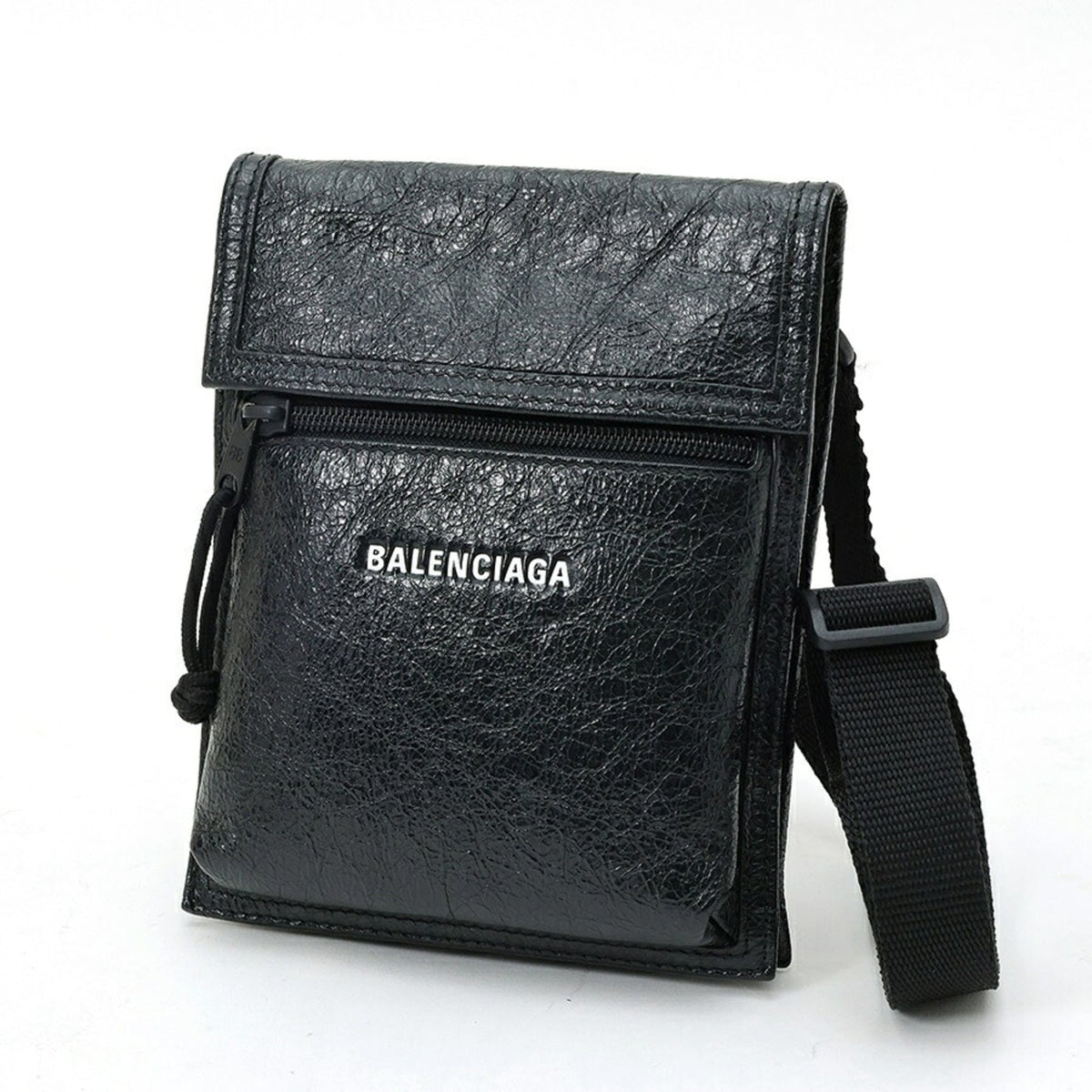 Balenciaga Black Leather Pouch Shoulder Bag (Pre-Owned)