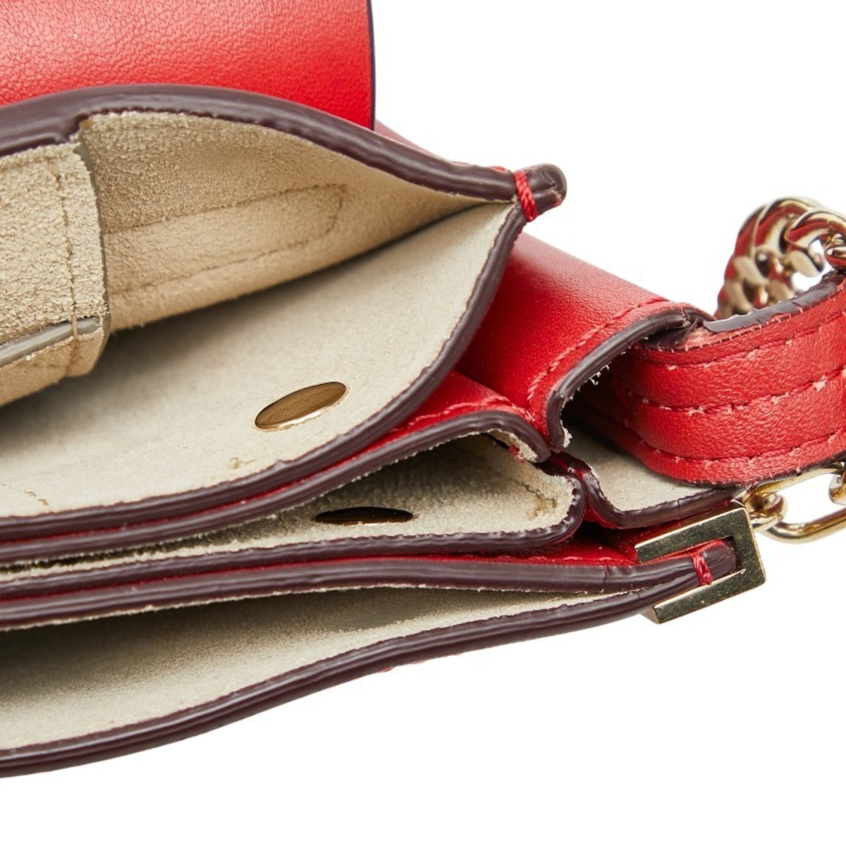 Chloé Red Color Leather Suede Shoulder Bag (Pre-Owned)