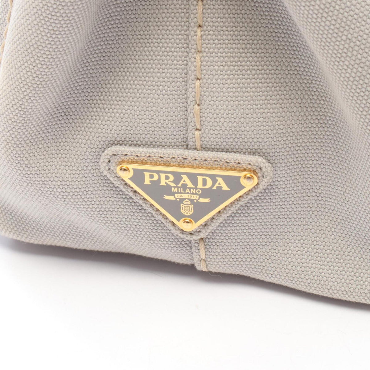 Prada Gray Canvas Handbag Tote Bag (Pre-Owned)