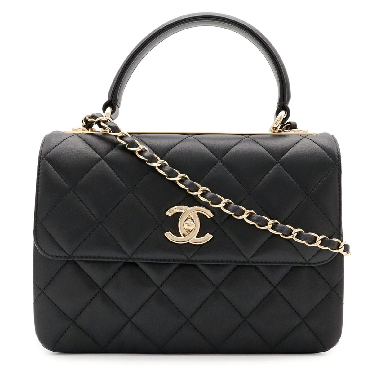 Chanel Black Leather Handbag Shoulder Bag (Pre-Owned)