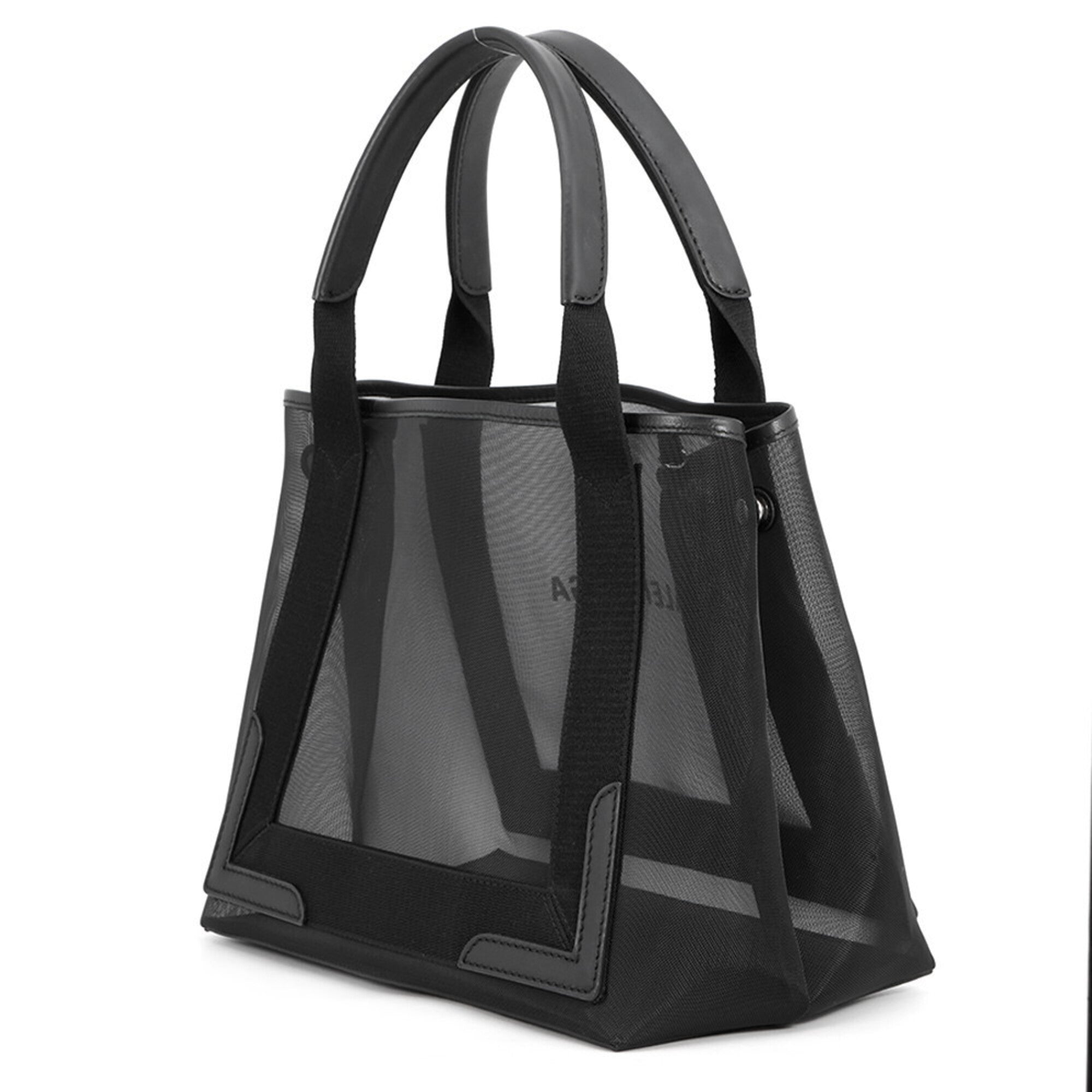 Balenciaga Black Mesh Leather Handbag Tote Bag (Pre-Owned)