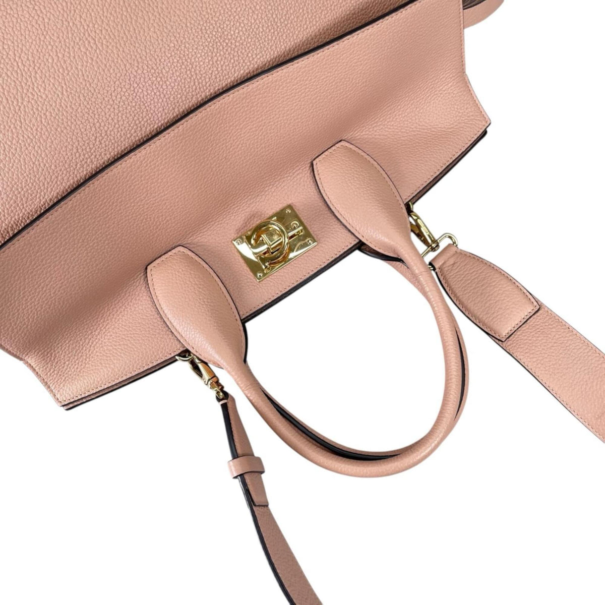 Salvatore Ferragamo Pink Beige Leather Handbag Shoulder Bag (Pre-Owned)