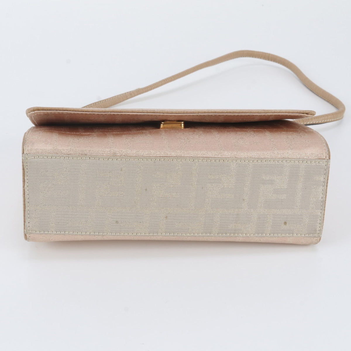 Fendi Pink Beige Leather Canvas Handbag Shoulder Bag (Pre-Owned)