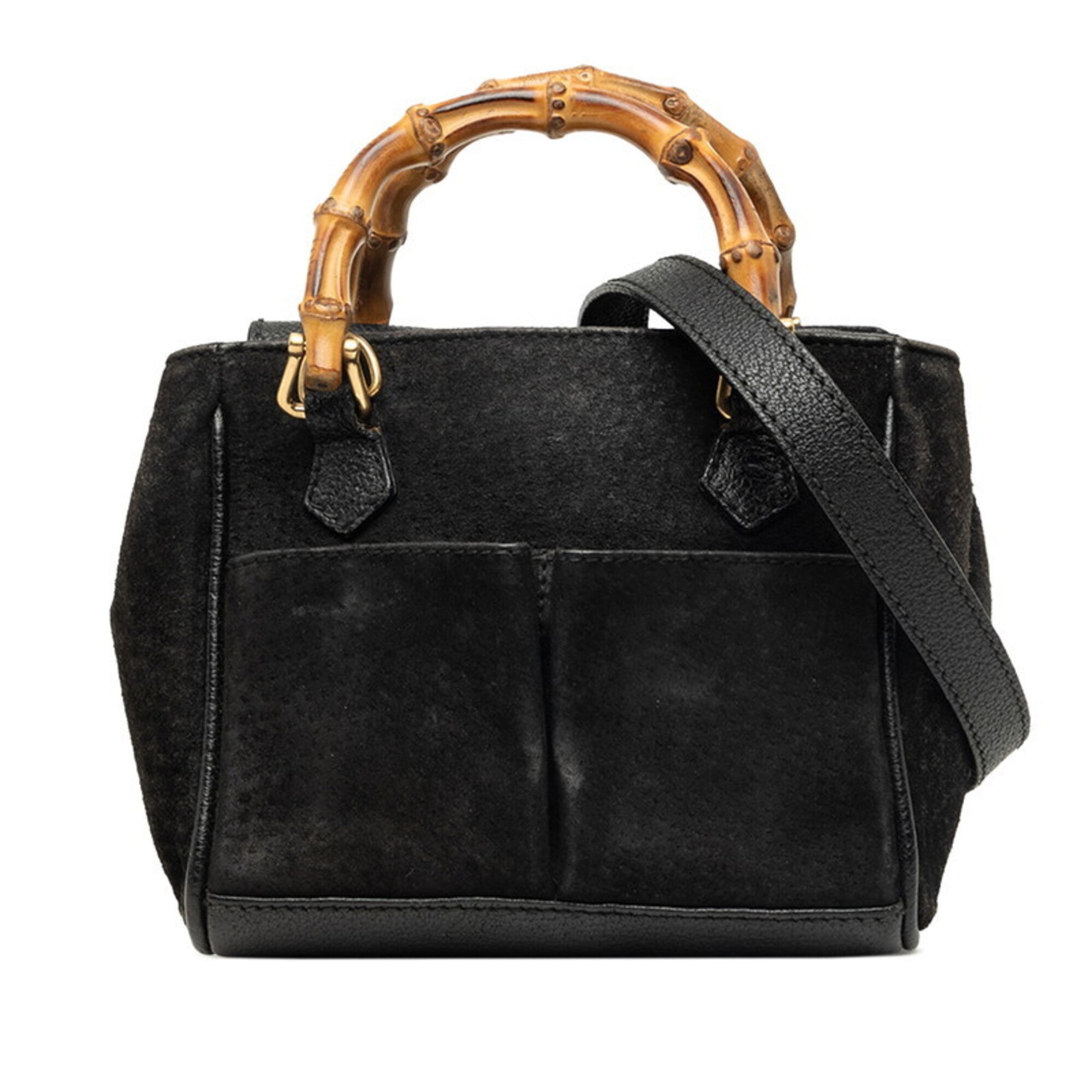 Gucci Black Suede Leather Handbag Shoulder Bag (Pre-Owned)