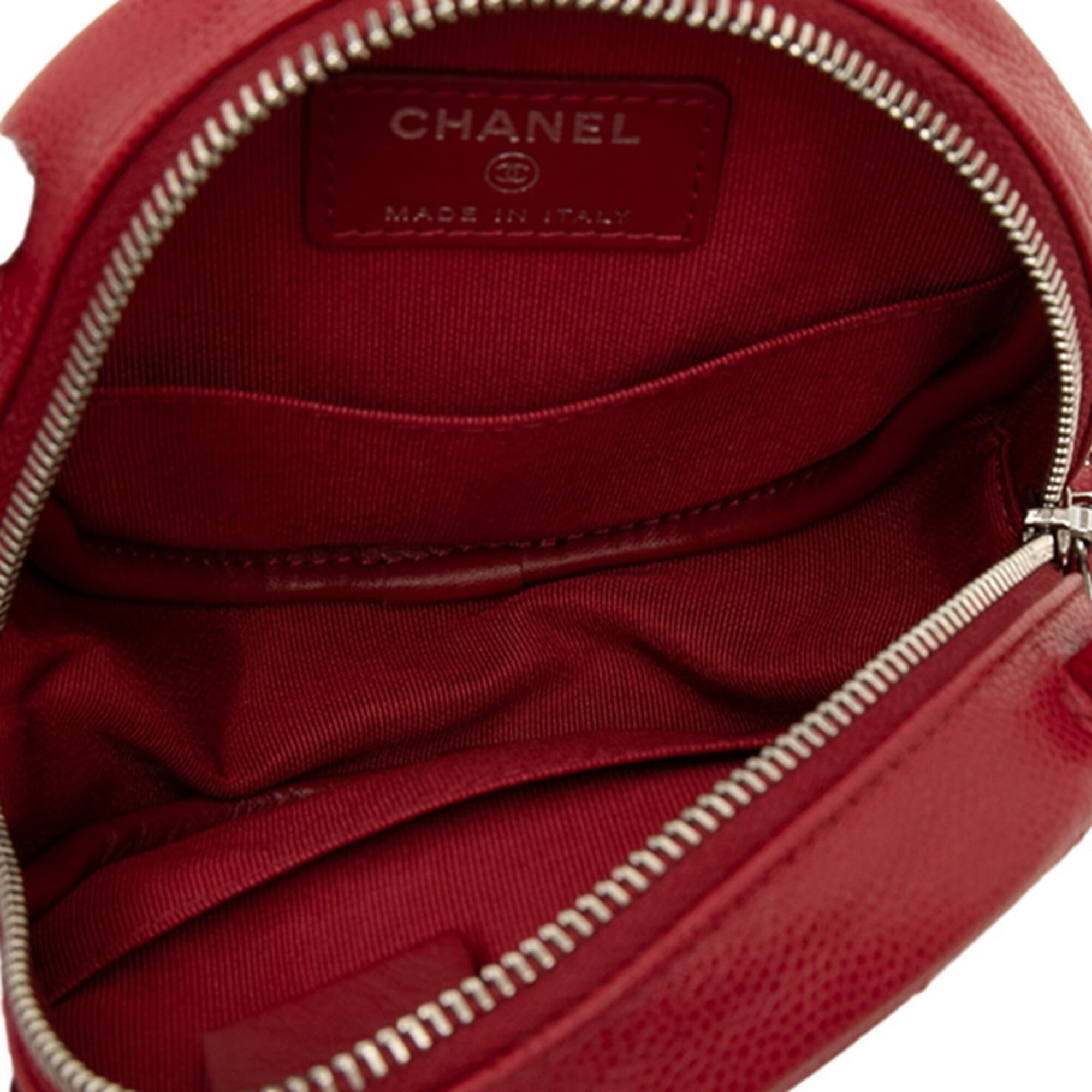 Chanel Red Color Grained Calfskin Shoulder Bag (Pre-Owned)