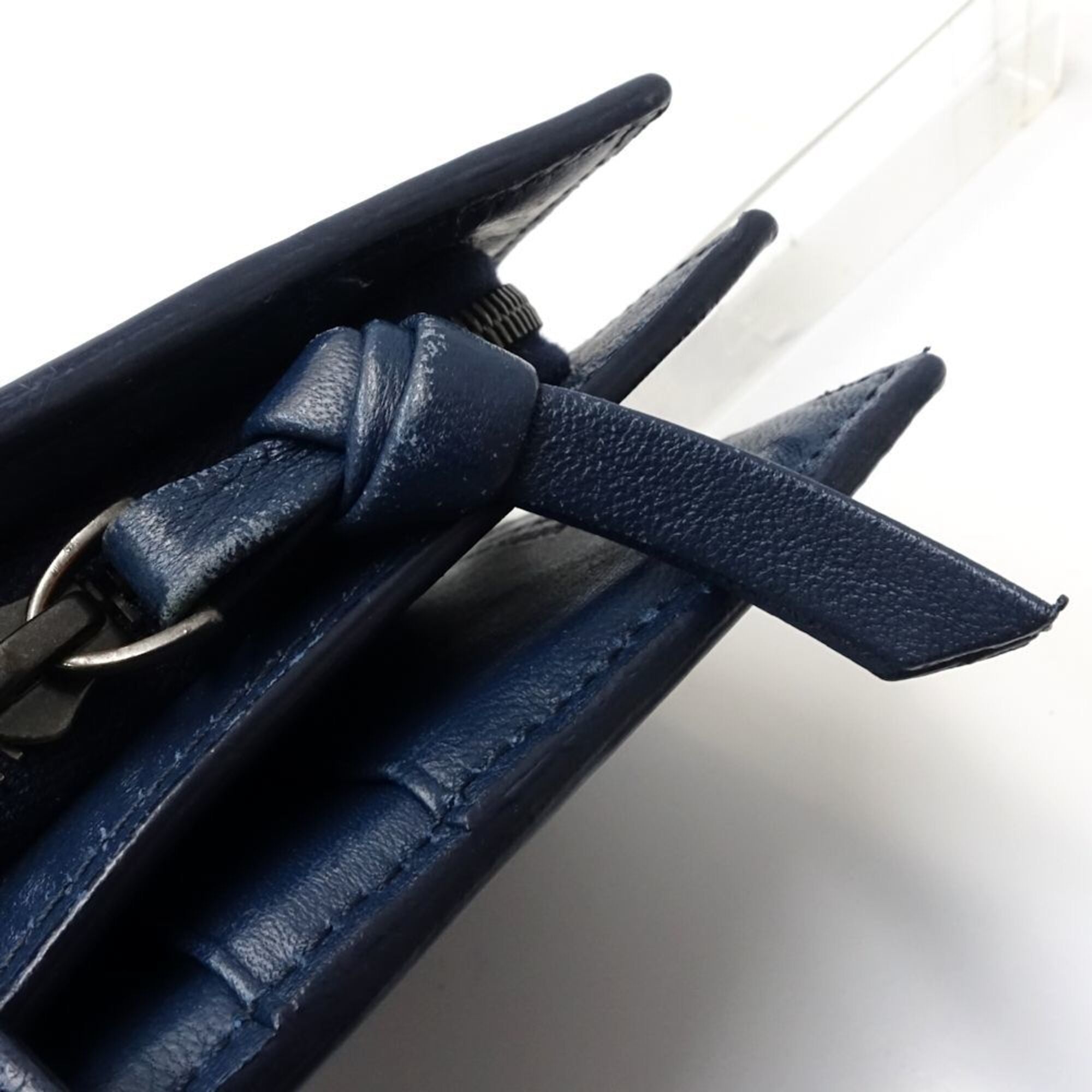 Bottega Veneta Intrecciato Navy Leather Wallet (Bi-Fold) (Pre-Owned)