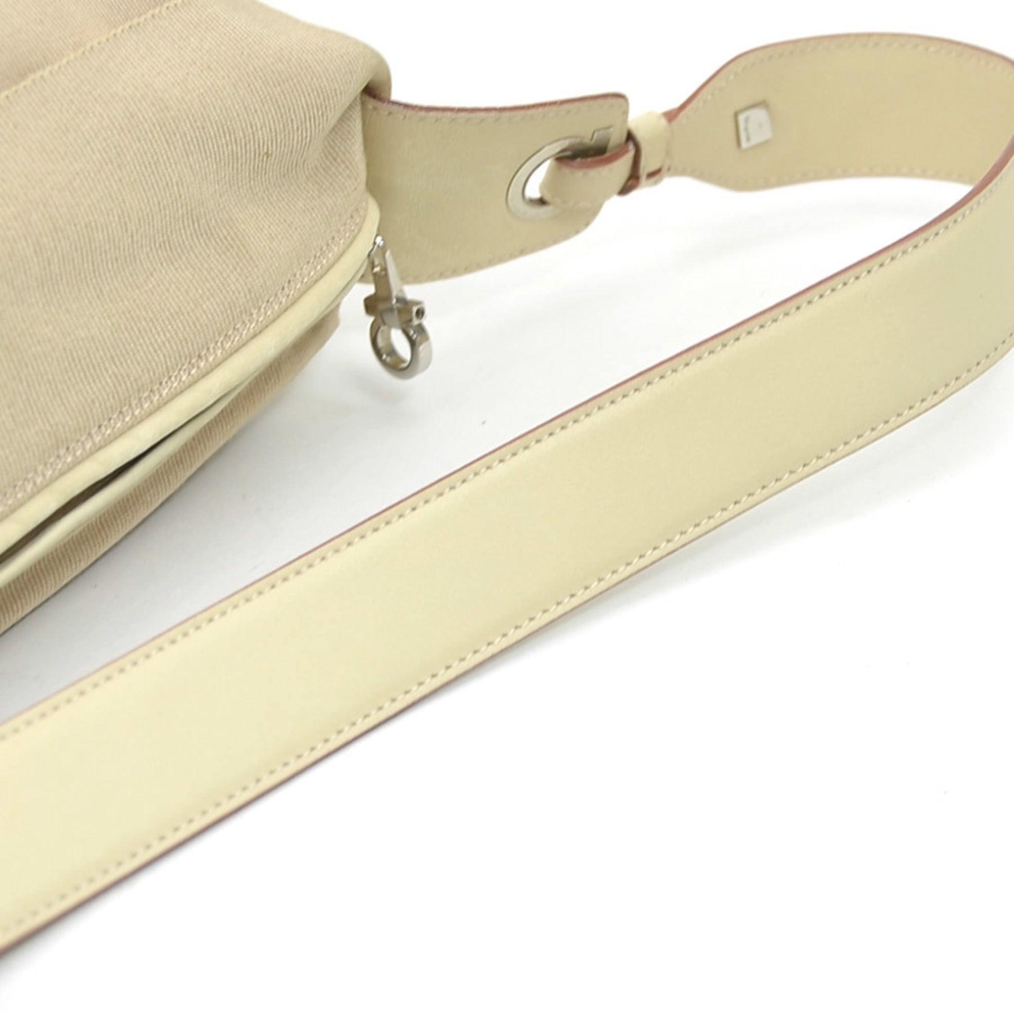 Salvatore Ferragamo Beige Canvas Leather Shoulder Bag (Pre-Owned)