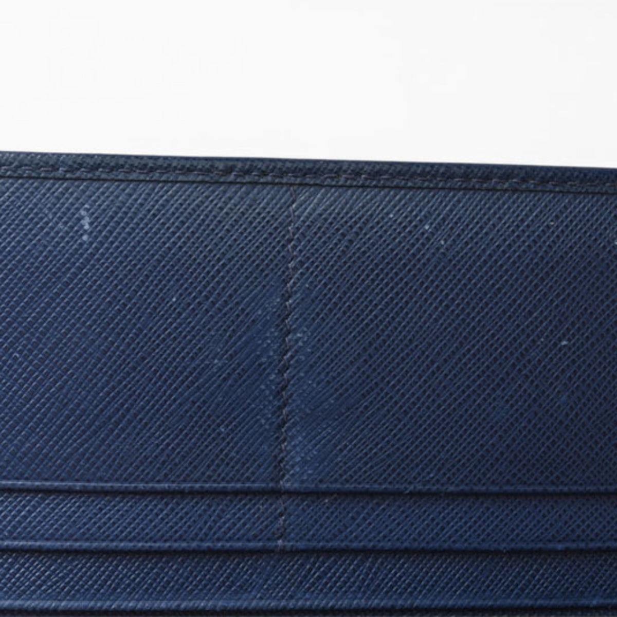 Prada Saffiano Blue Bluette Leather Long Wallet (Bi-Fold) (Pre-Owned)