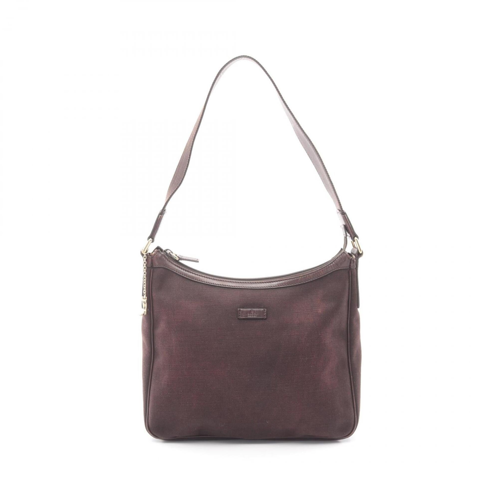 Gucci Brown Canvas Leather Handbag Shoulder Bag (Pre-Owned)