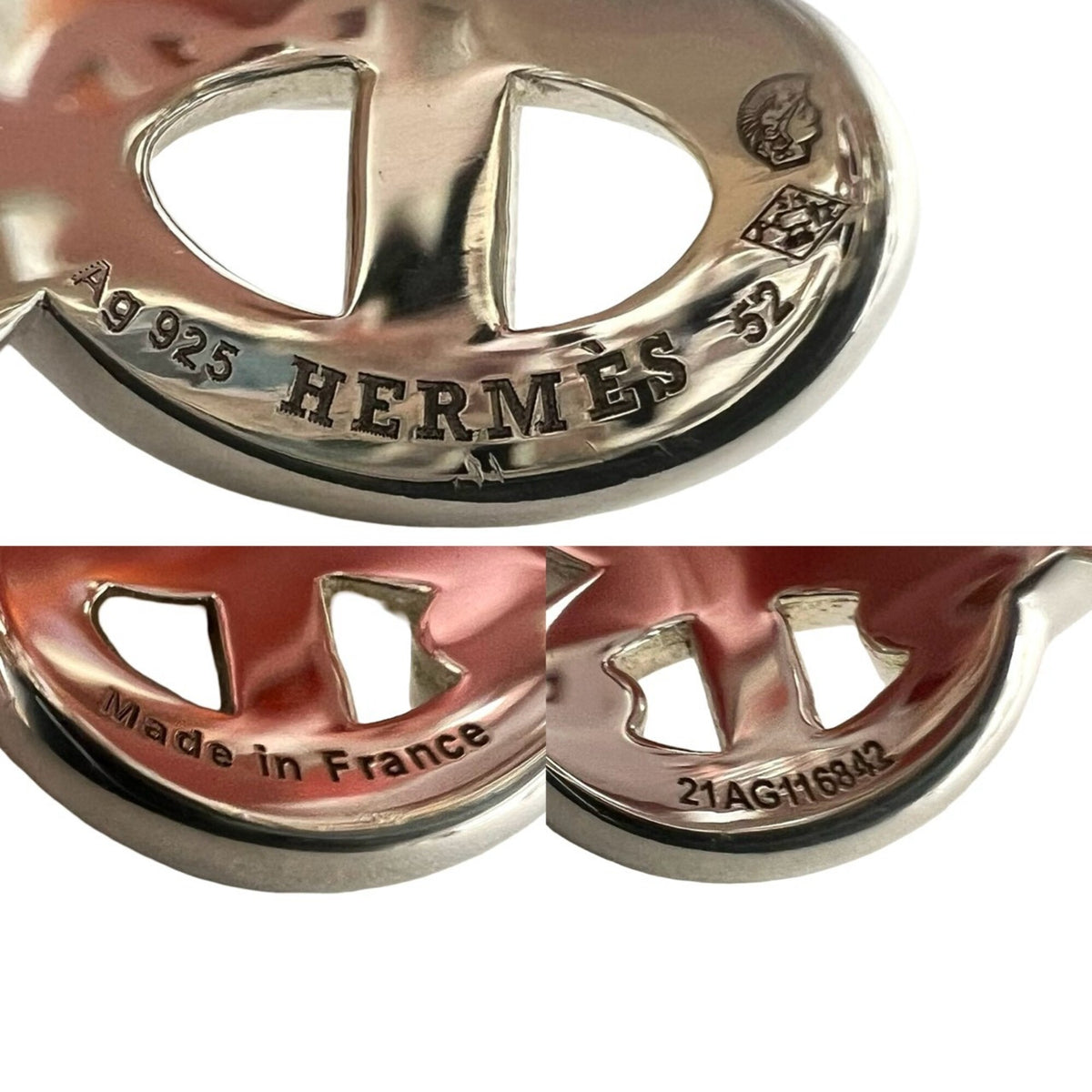 Hermes Silver Silver 925 Band Ring (Pre-Owned)