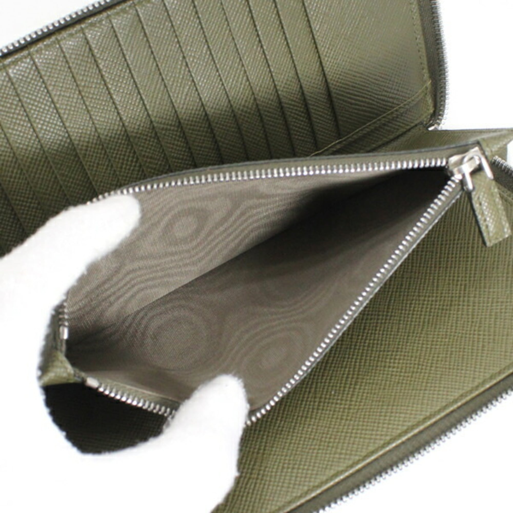 Prada Khaki Saffiano Long Wallet (Bi-Fold) (Pre-Owned)