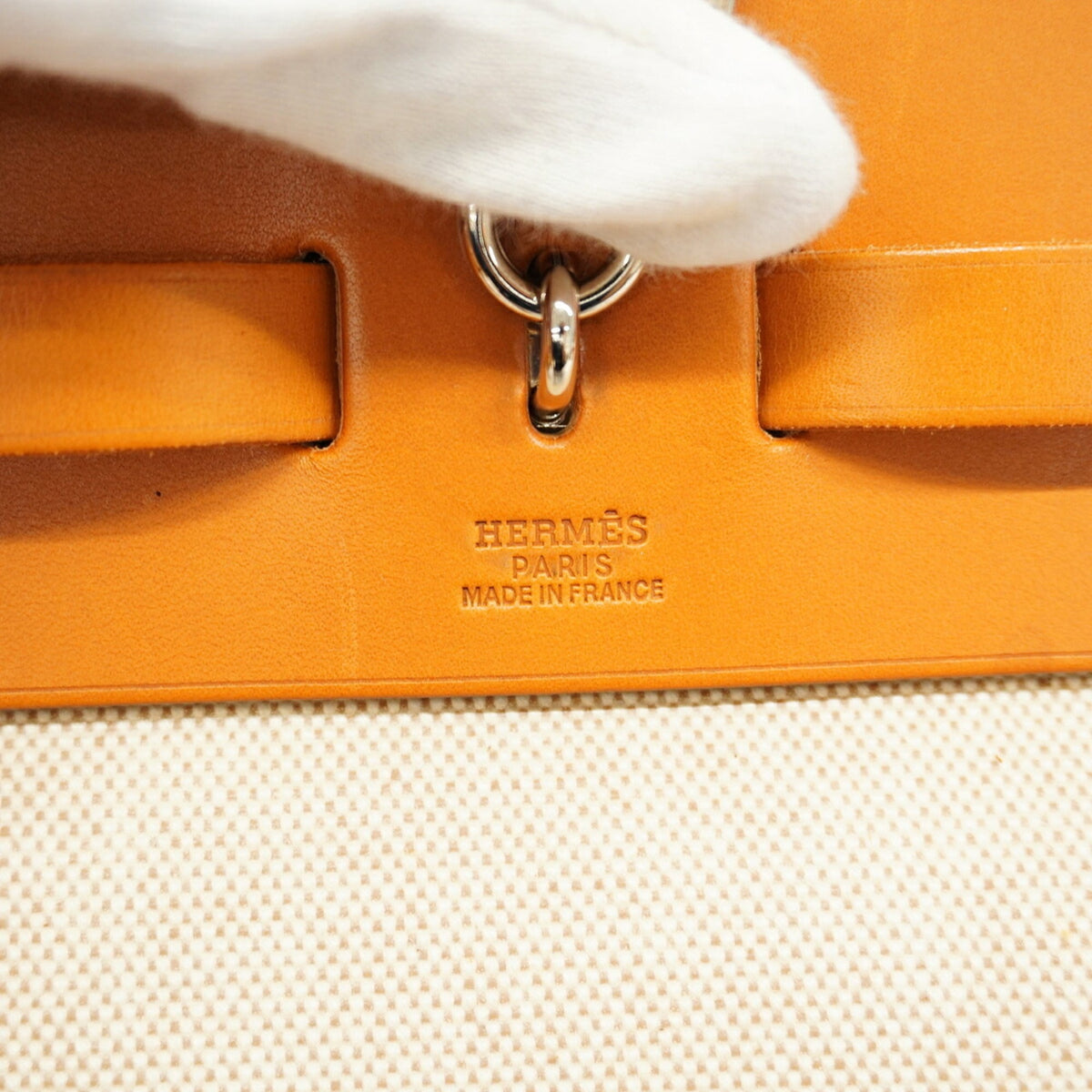 Hermes Brown Natural Toile H Handbag (Pre-Owned)