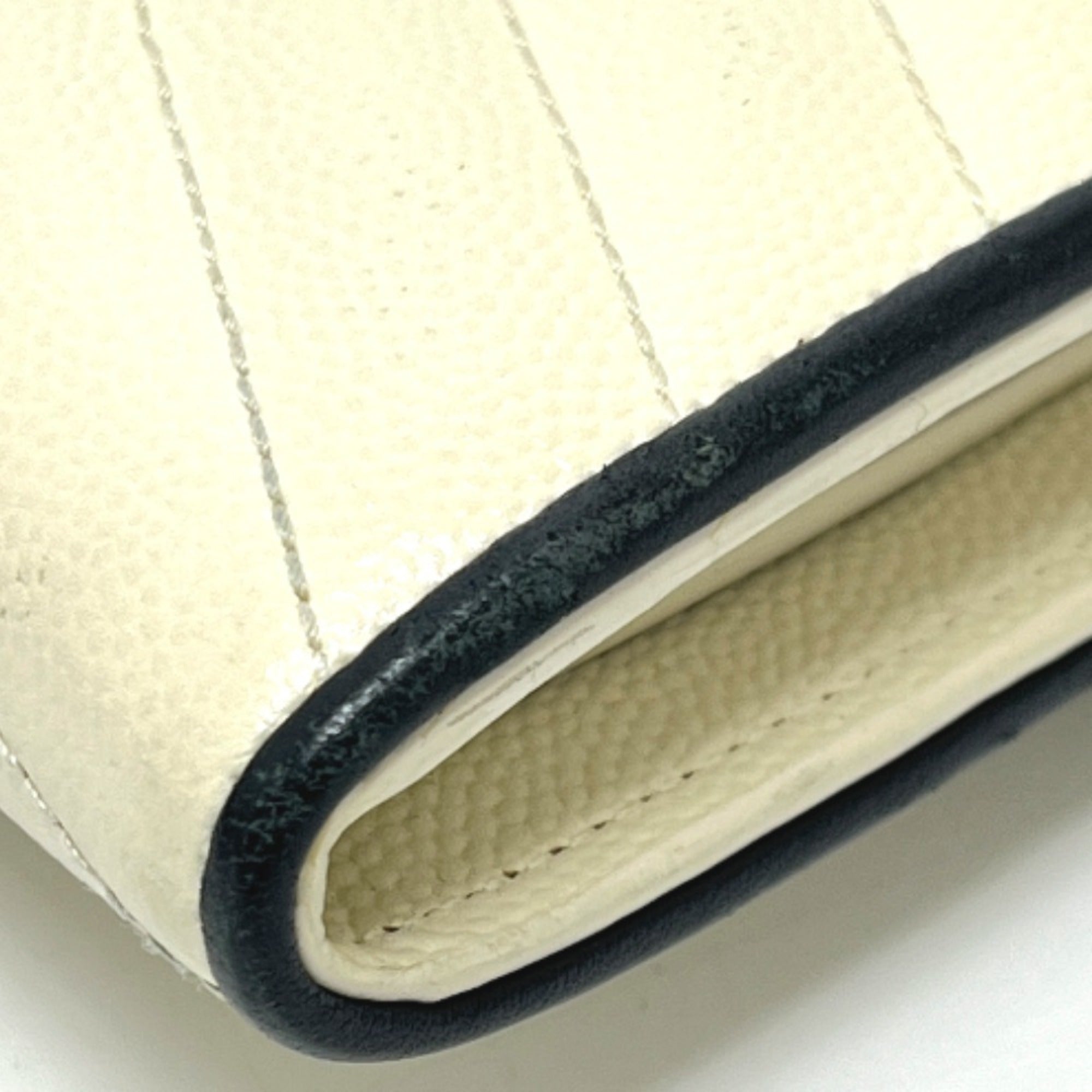 Yves Saint Laurent Black White Leather Long Wallet (Bi-Fold) (Pre-Owned)