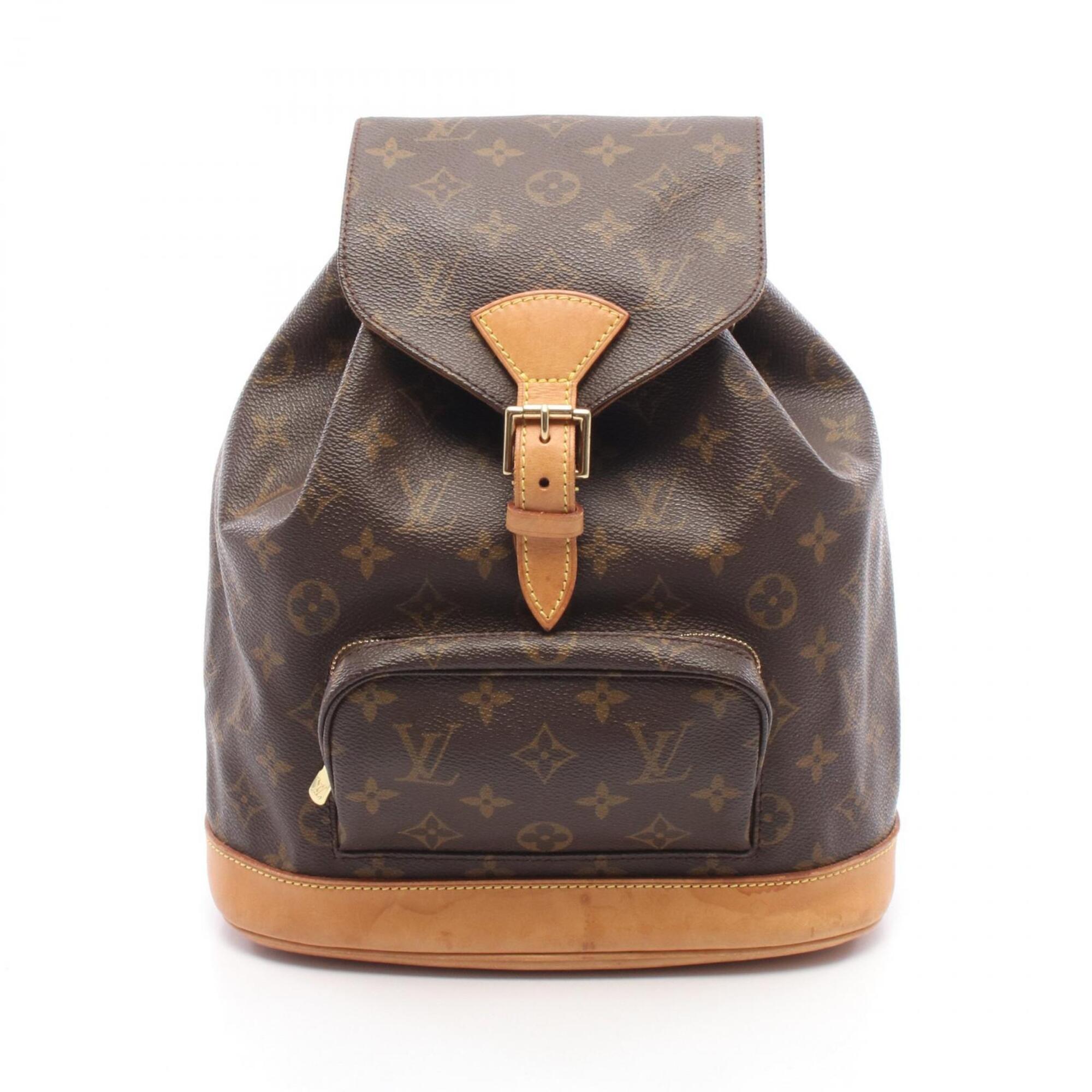Louis Vuitton Brown Coated Canvas Leather Backpack Handbag (Pre-Owned)