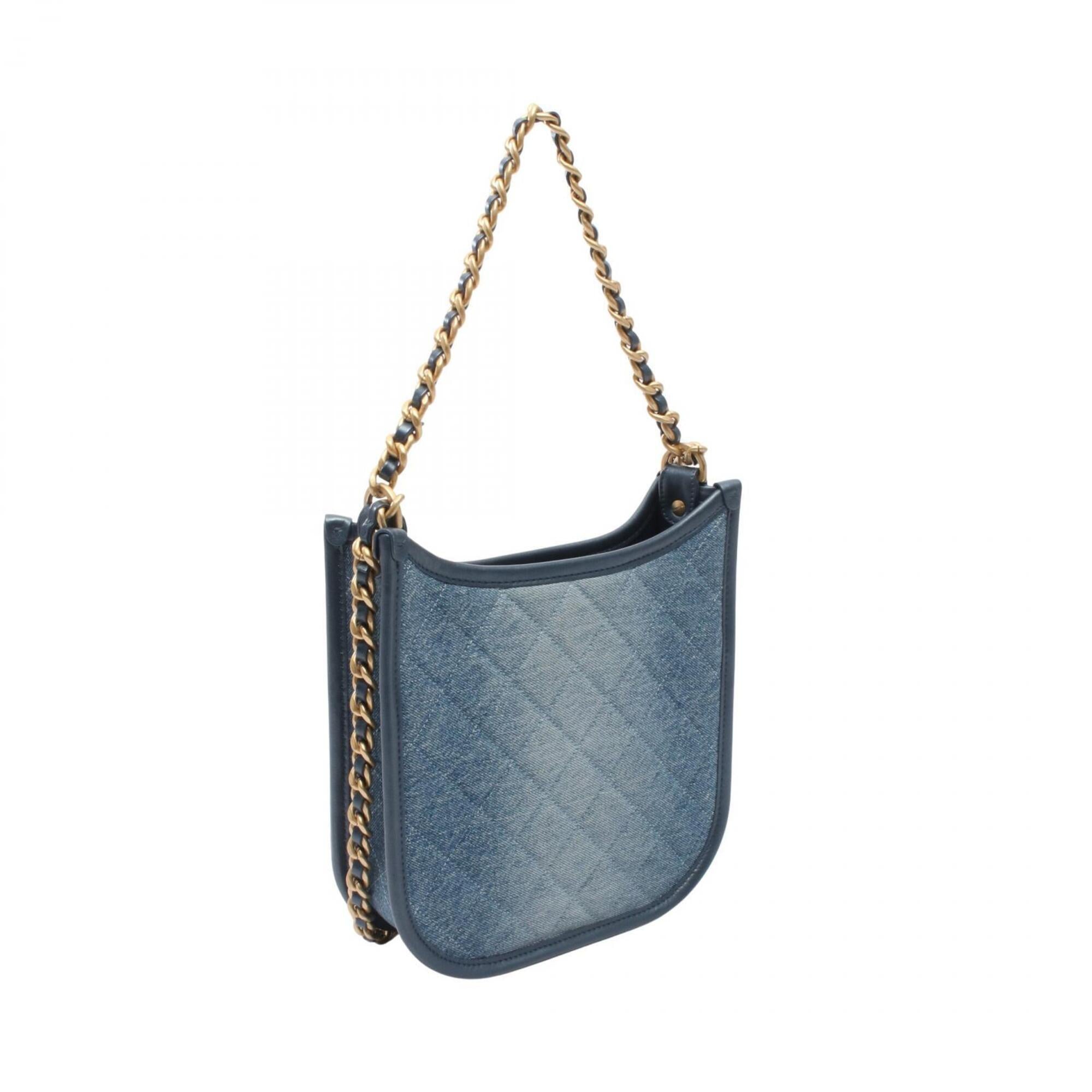 Chanel Blue Denim Leather Handbag Shoulder Bag (Pre-Owned)