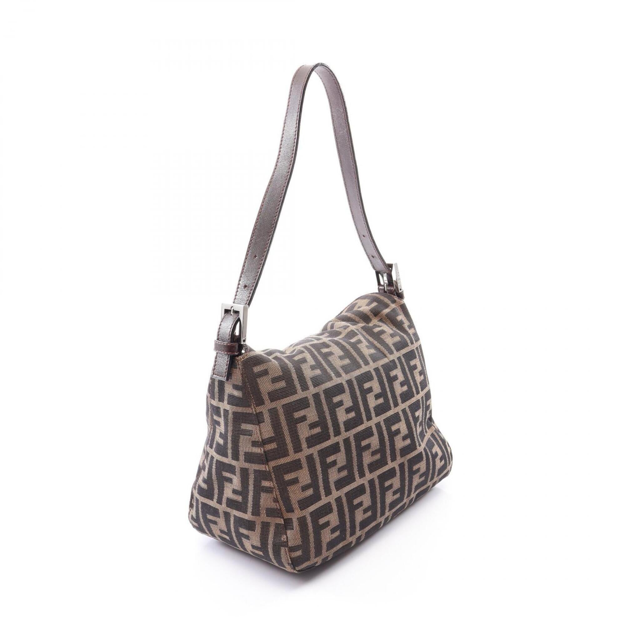 Fendi Brown Canvas Leather Handbag Shoulder Bag (Pre-Owned)