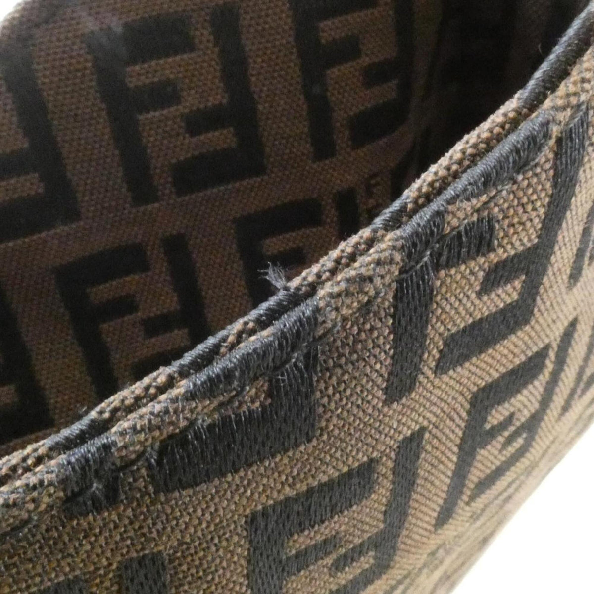 Fendi Black Brown Canvas Shoulder Bag (Pre-Owned)