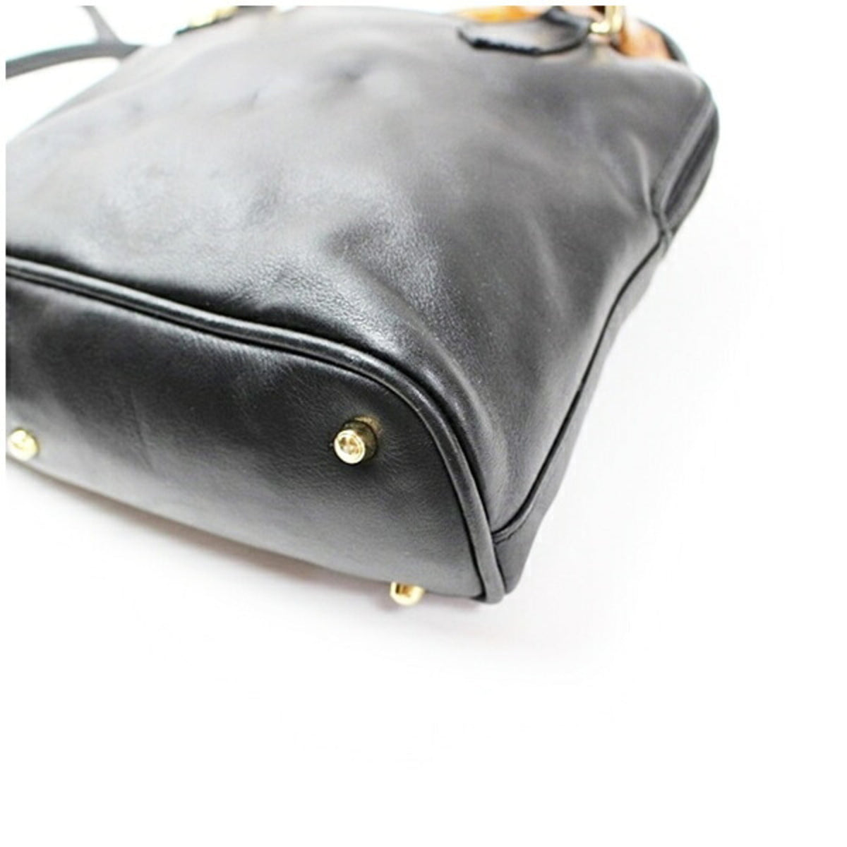 Gucci Black Gray Leather Shoulder Bag (Pre-Owned)