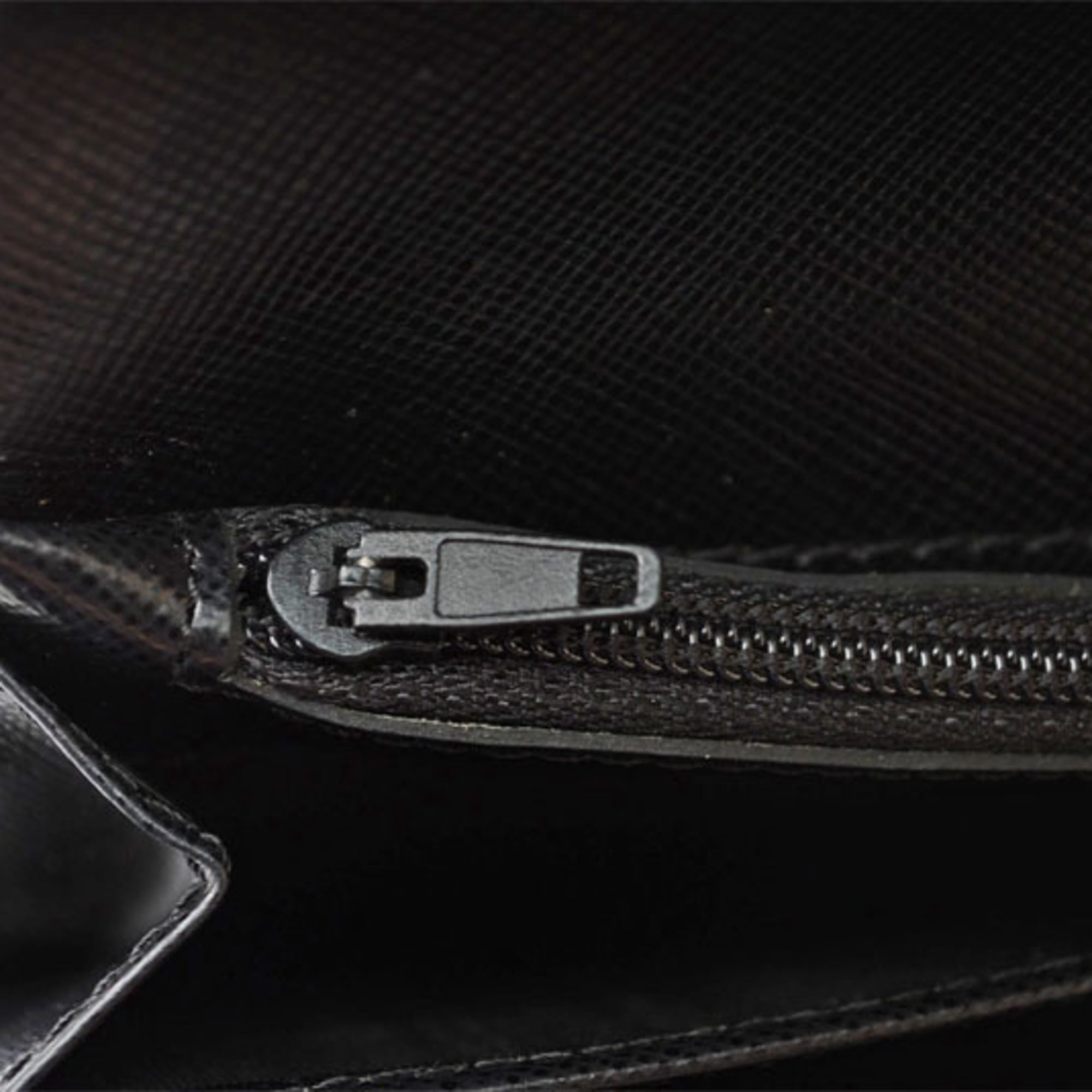 Prada Saffiano Black Nero Leather Long Wallet (Bi-Fold) (Pre-Owned)