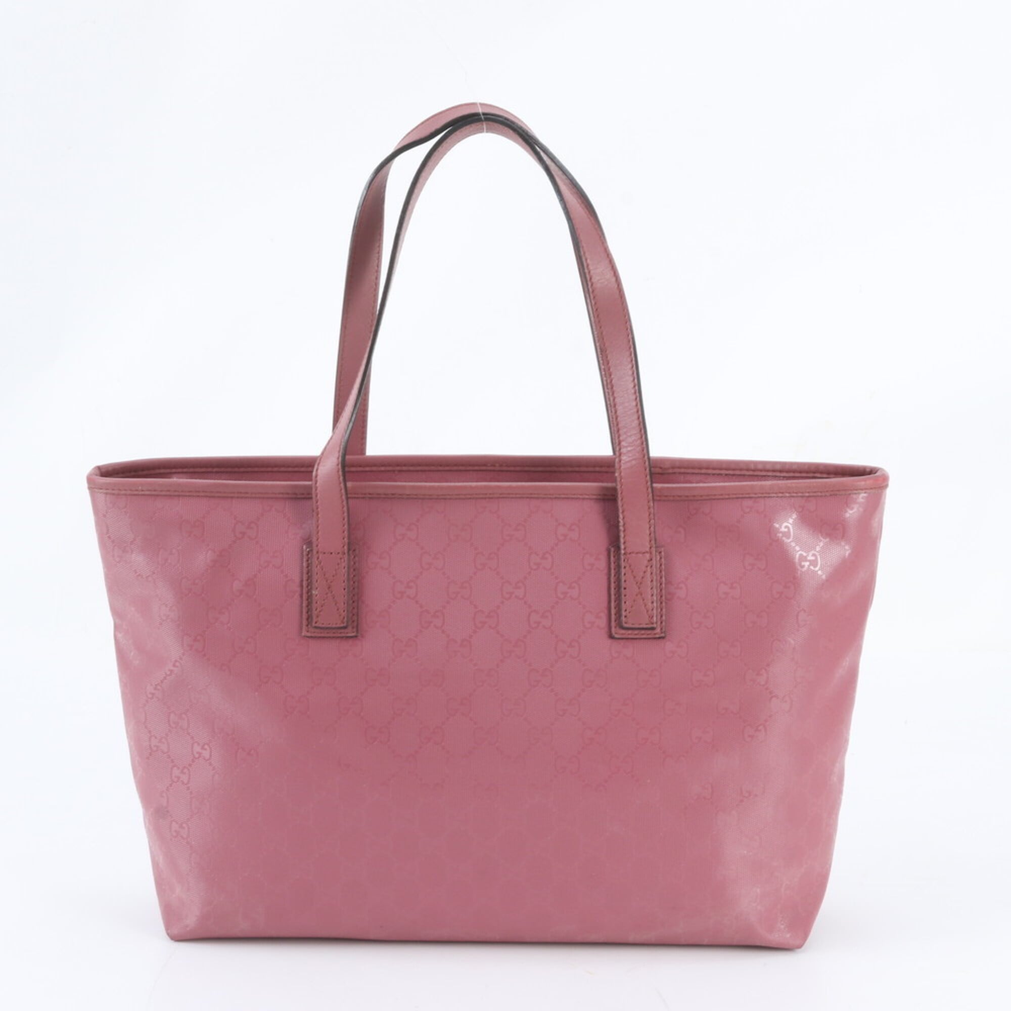 Gucci Pink Leather Coated Canvas Handbag Shoulder Bag Tote Bag (Pre-Owned)