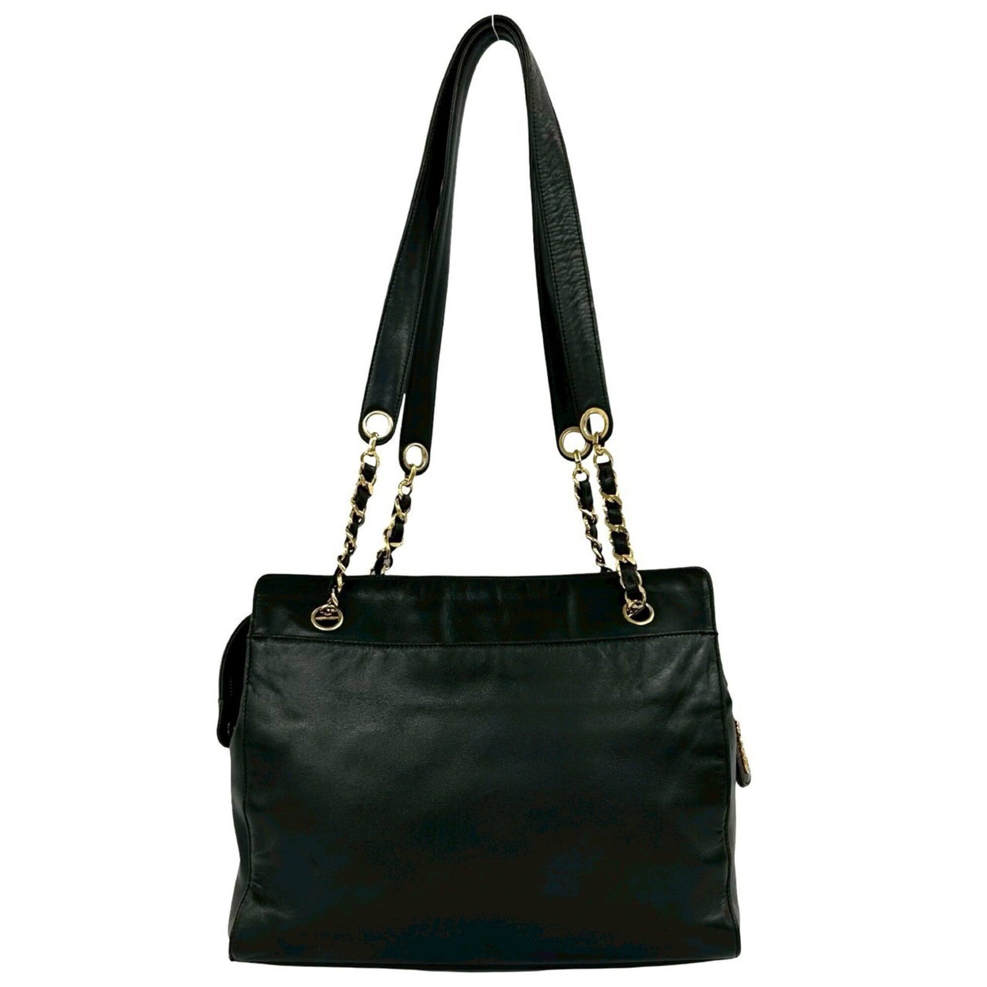 Chanel Black Leather Shoulder Bag Tote Bag (Pre-Owned)
