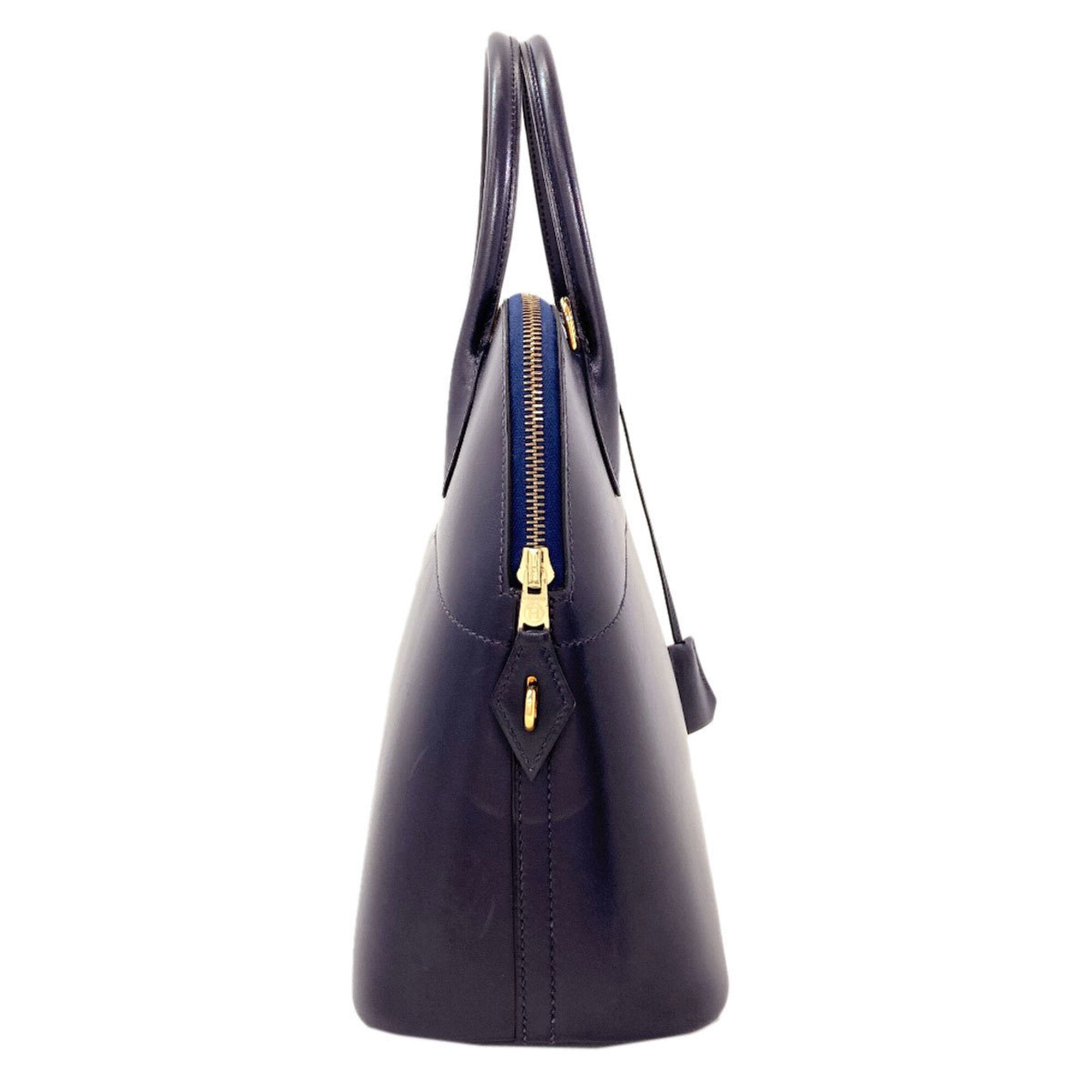 Hermes Dark Blue Box Calf Leather Handbag (Pre-Owned)