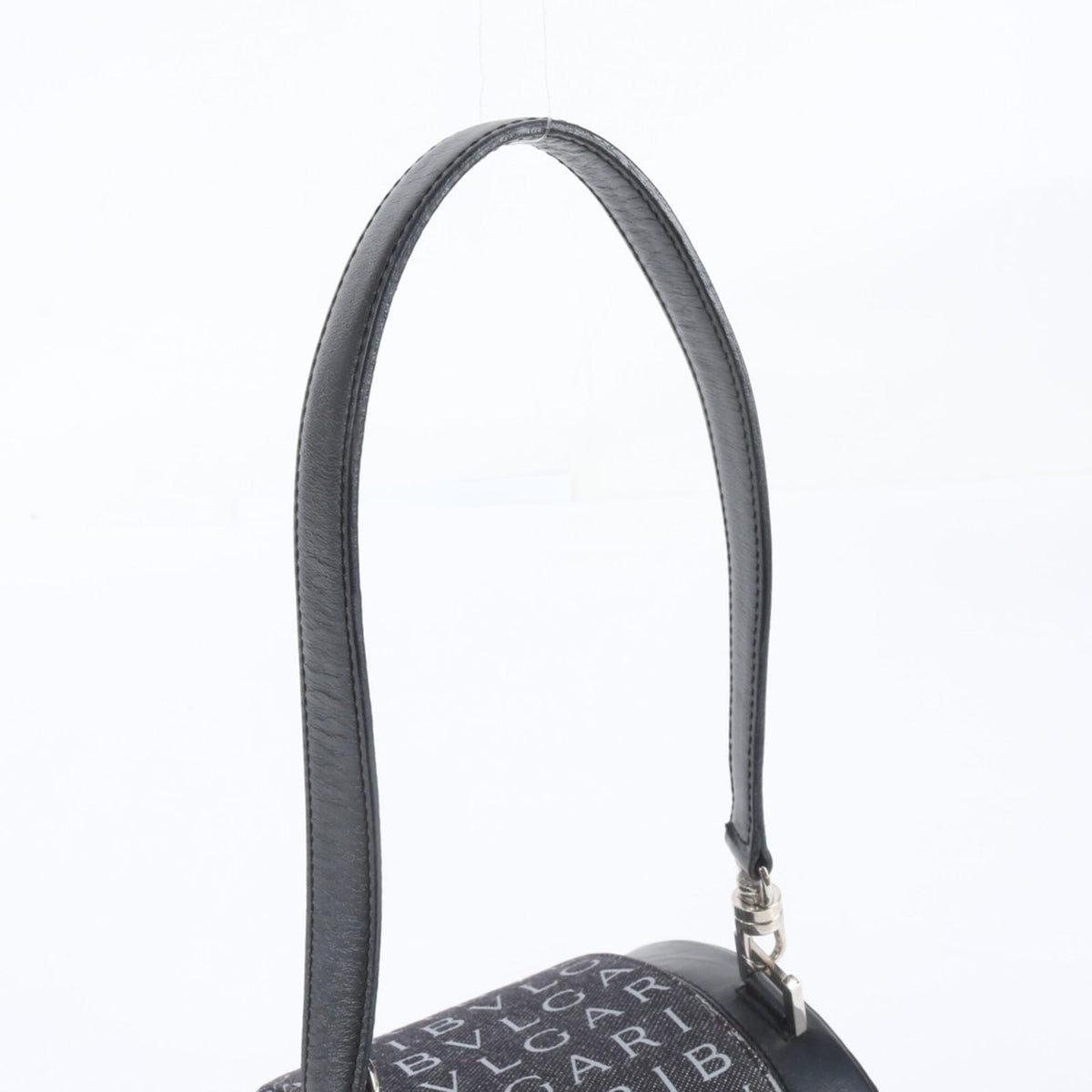 Bvlgari Navy Leather Canvas Handbag Shoulder Bag Tote Bag (Pre-Owned)
