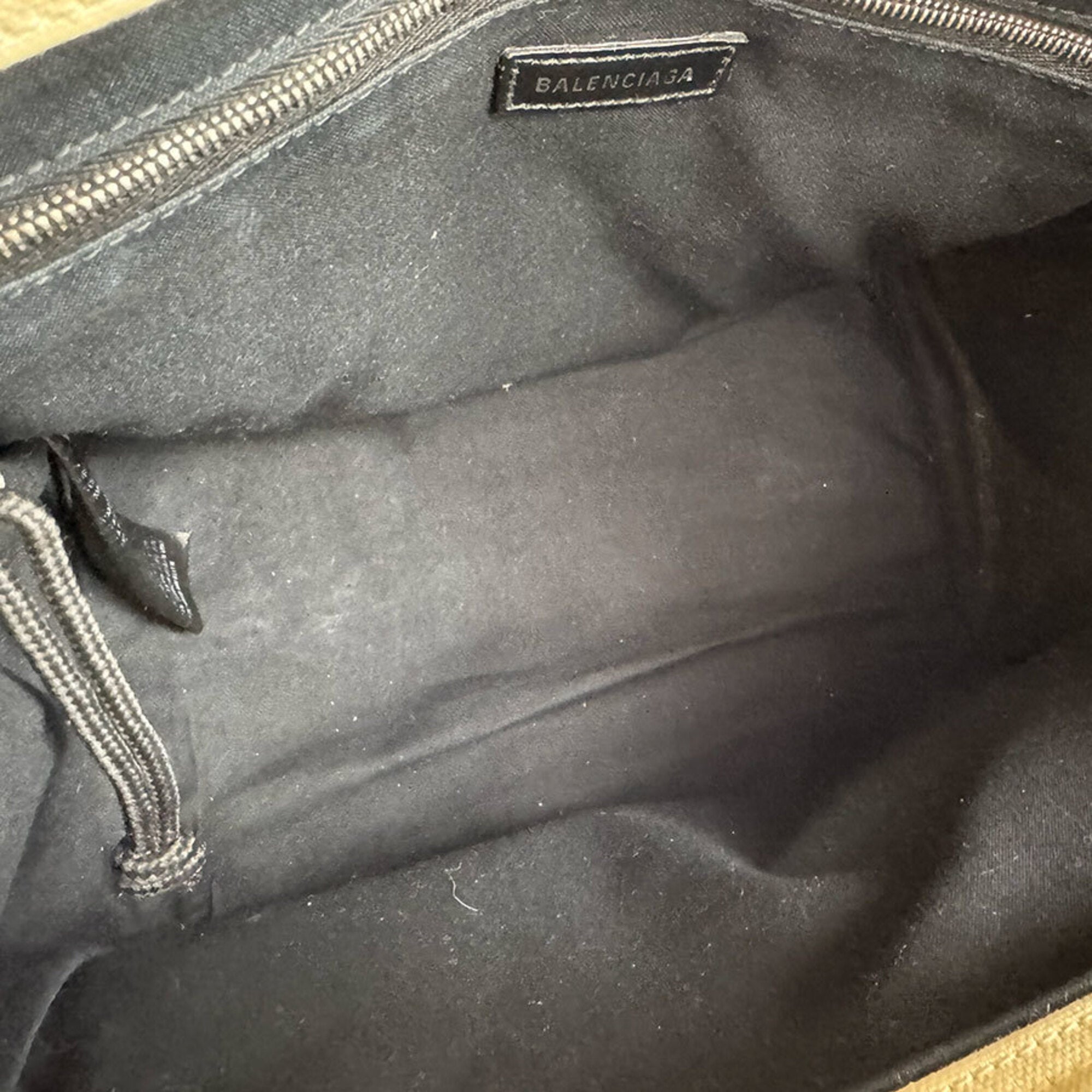 Balenciaga Black Ivory Canvas Handbag Shoulder Bag (Pre-Owned)