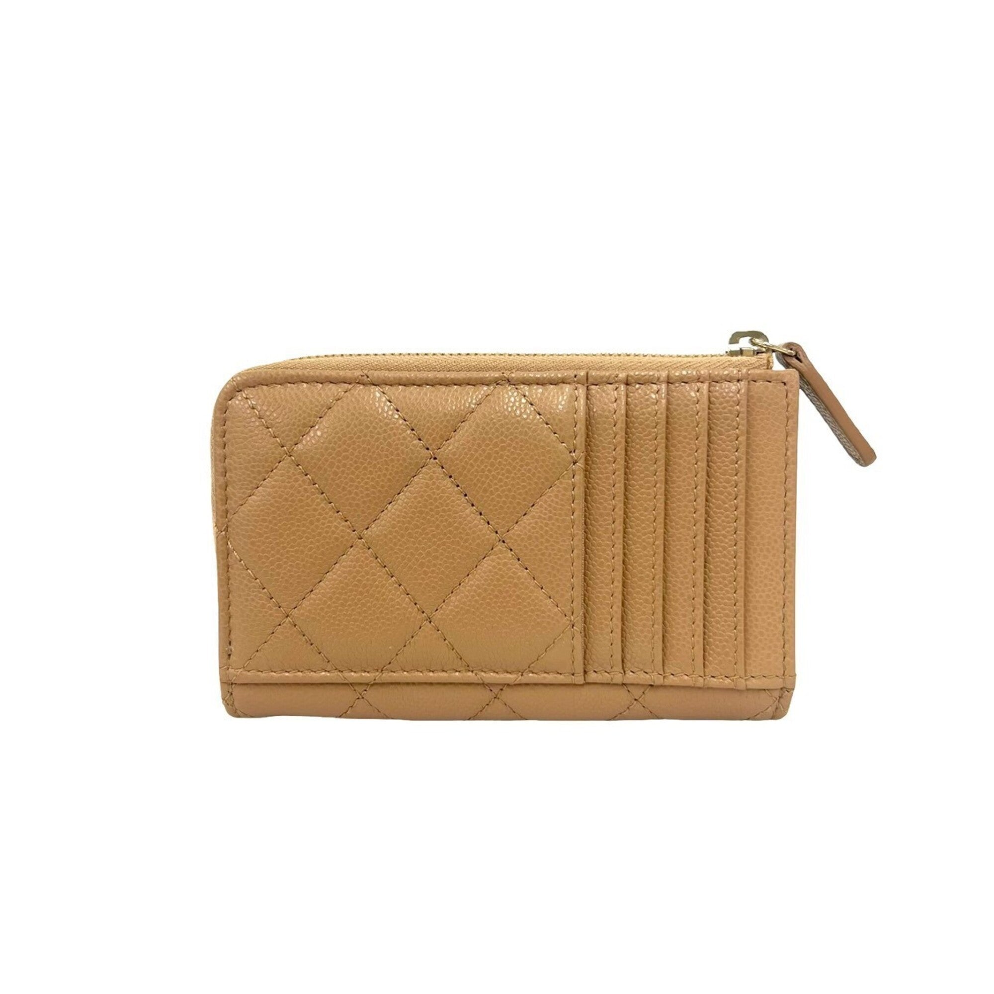 Chanel Beige Grained Calfskin Coin Purse/Coin Case (Pre-Owned)